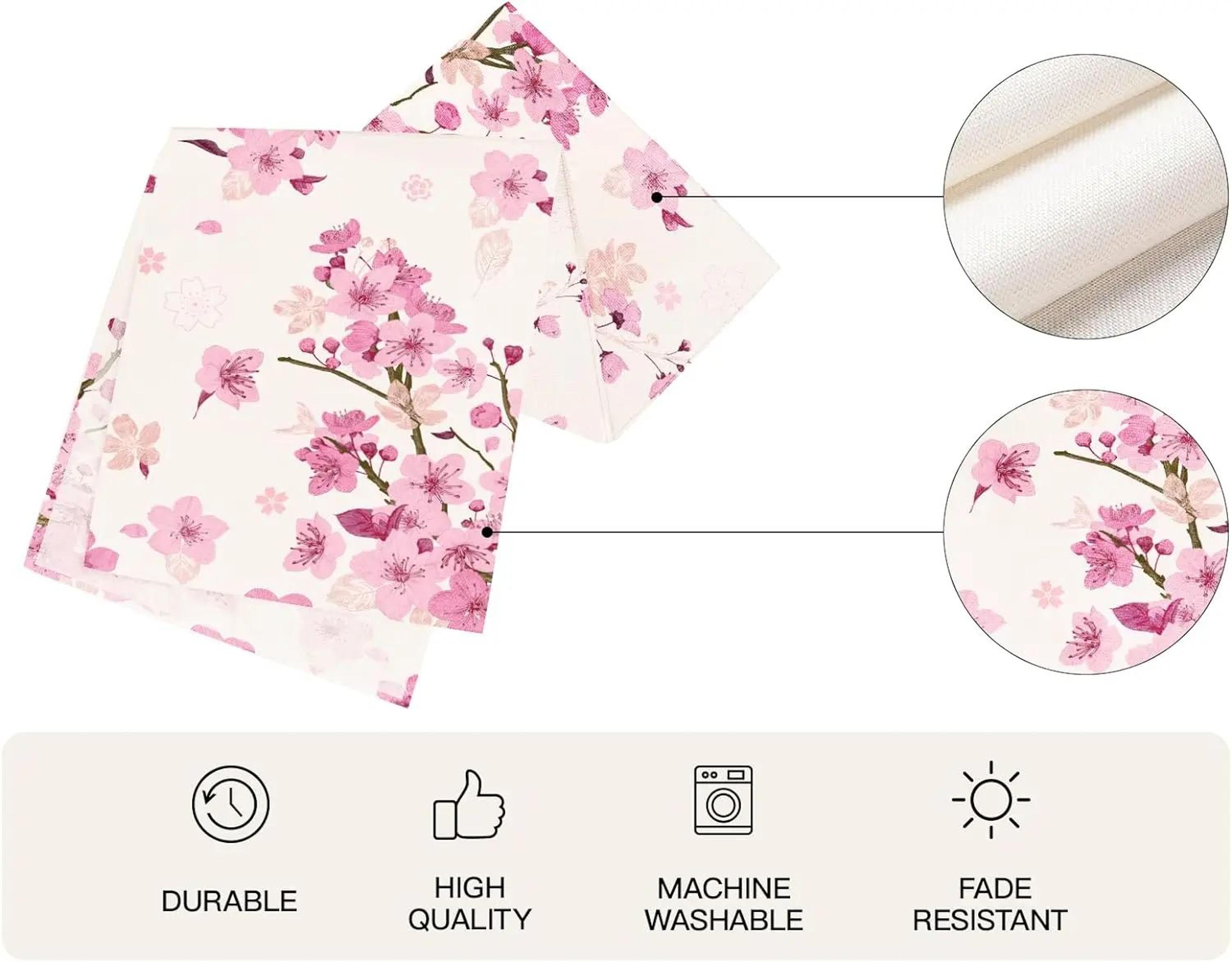Cherry Blossom Linen Spring Table Runner For Farmhouse Dining And Wedding Decor 3