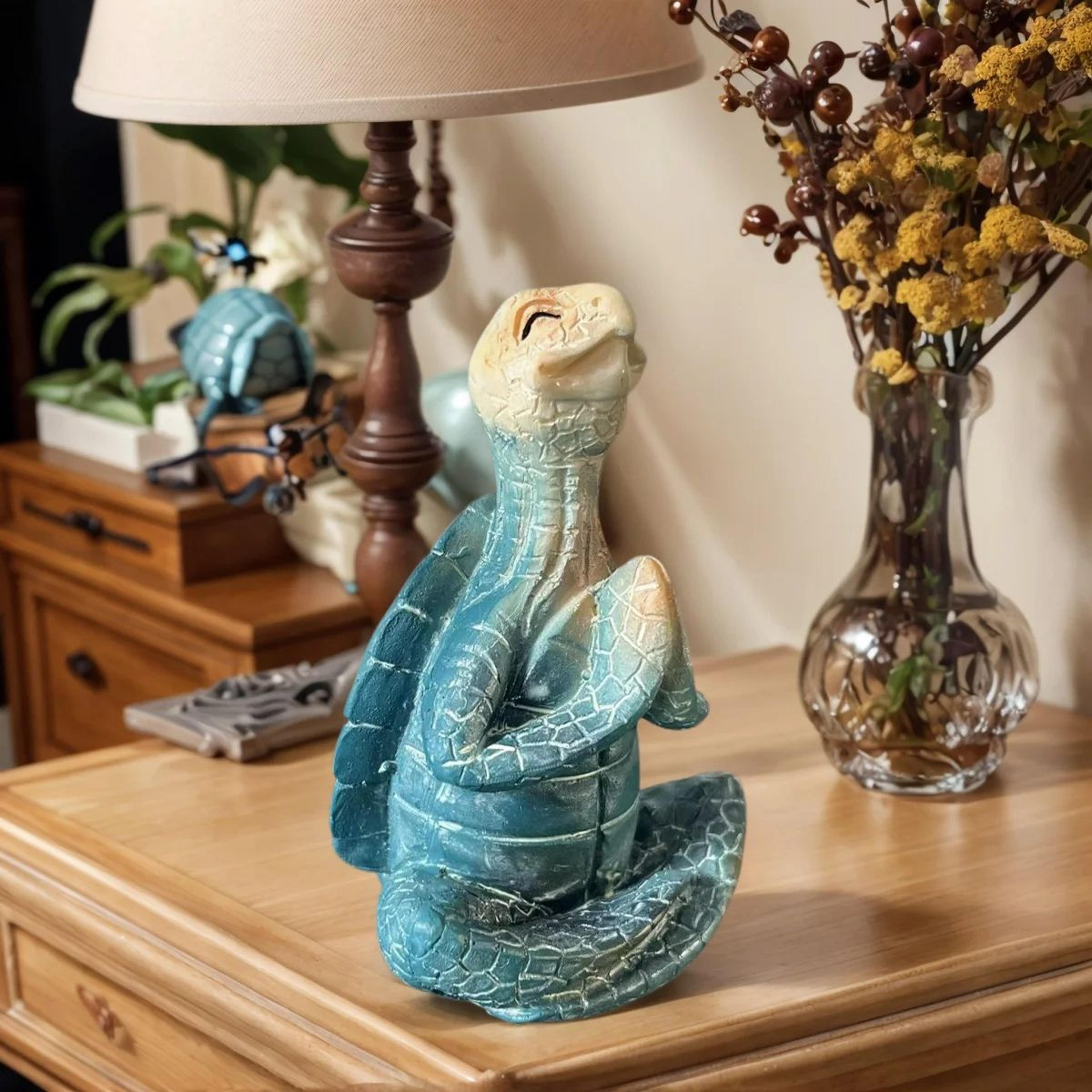 Tranquil Zen Meditation Turtle Statue  Resin Mindfulness Home Decor Accent 4