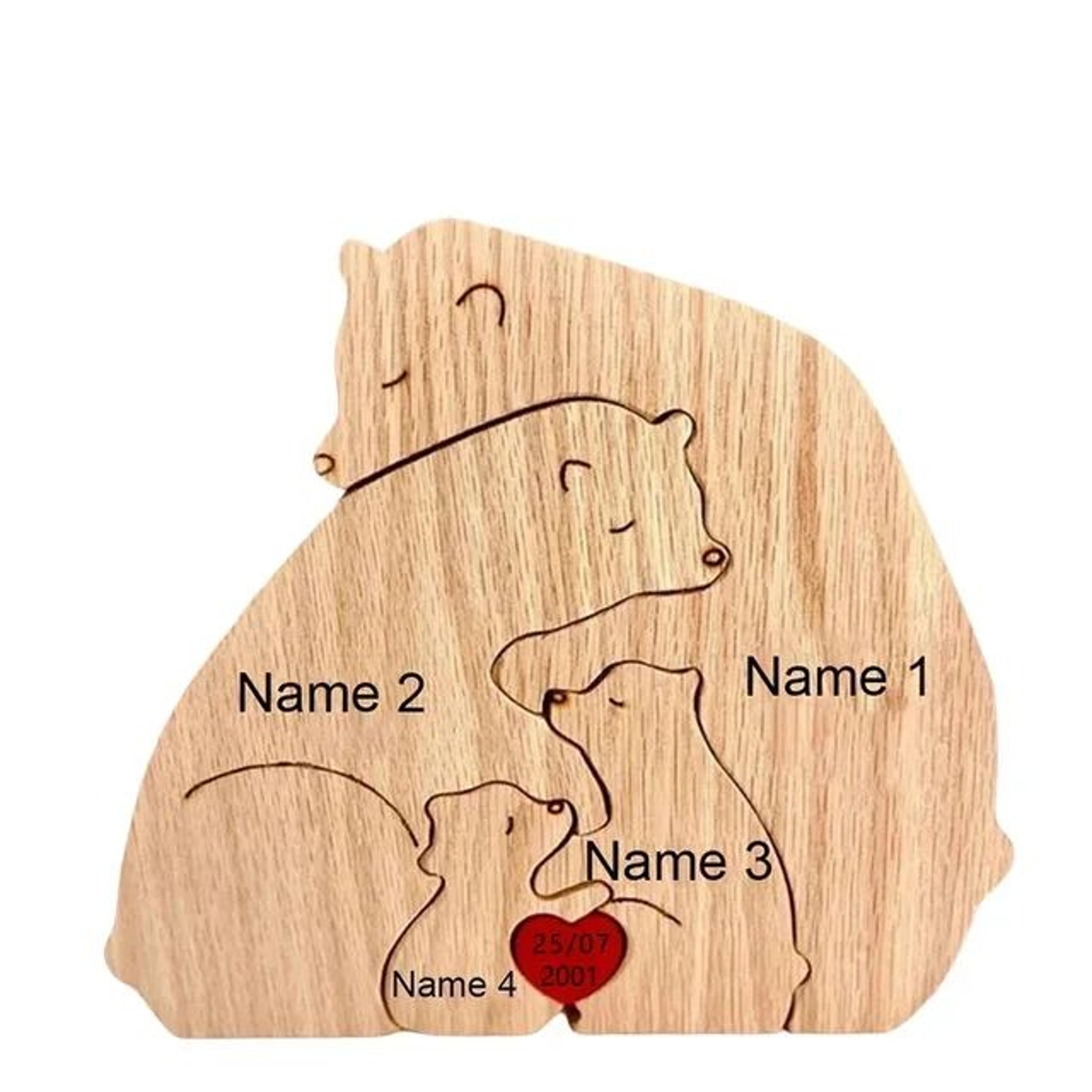 Personalized Family Bear Puzzle  Custom Name Wooden Keepsake Decor 8