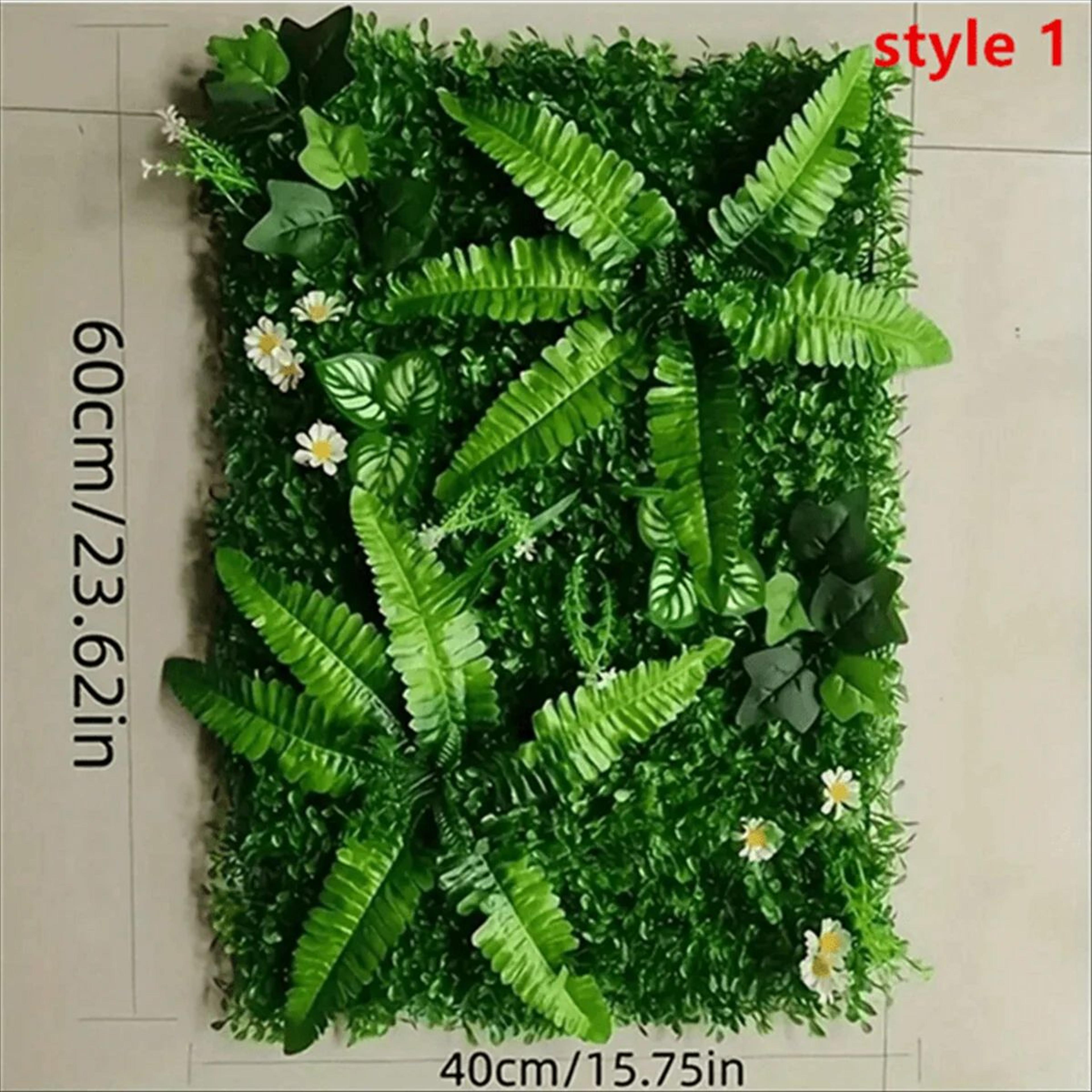 Artificial Grass Wall Panel With Flowers  Lush Greenery Wall Backdrop  Privacy Hedge Screen 6