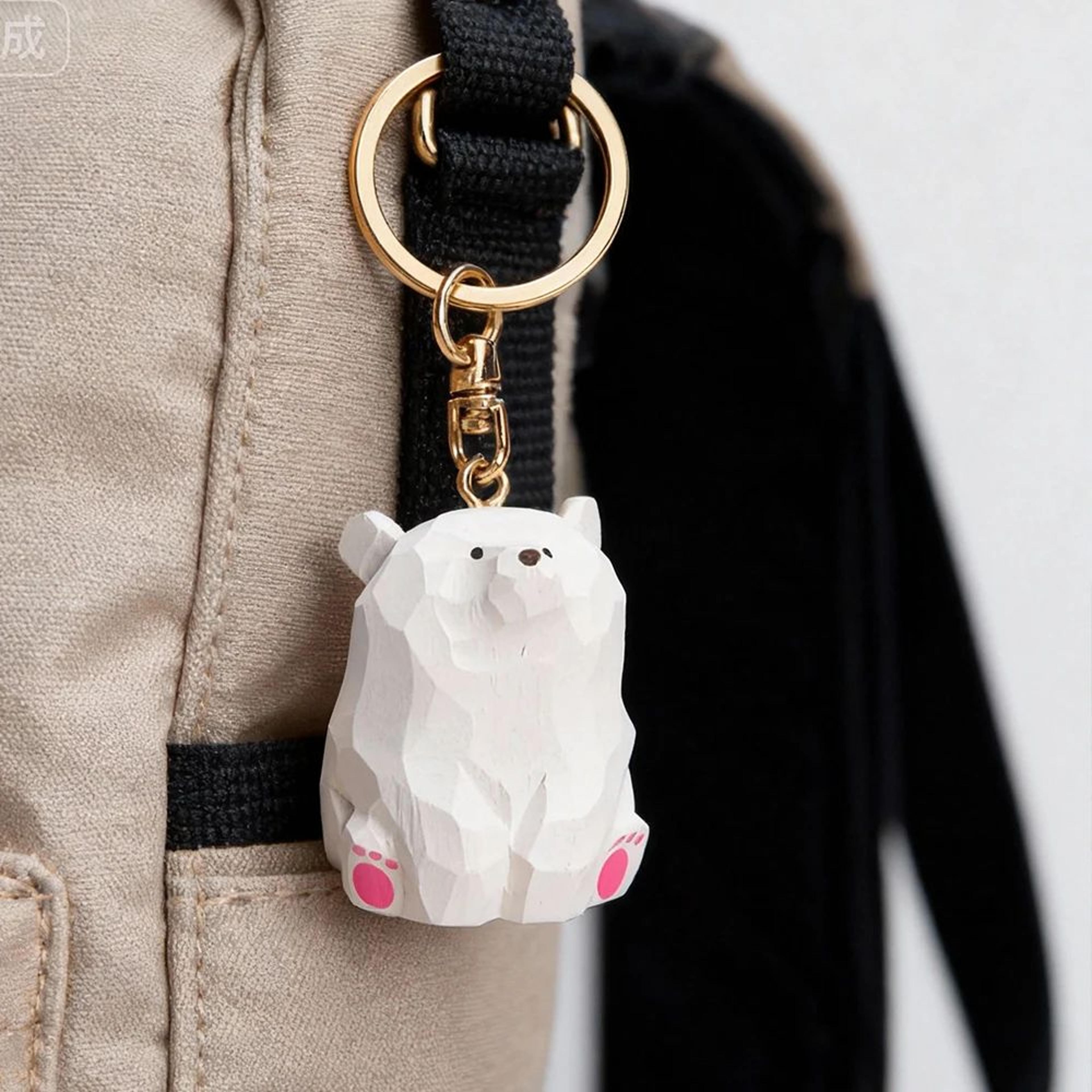 HandCarved Wooden Bear Keychain Cute Teddy Bear Bag Charm For Couples 2