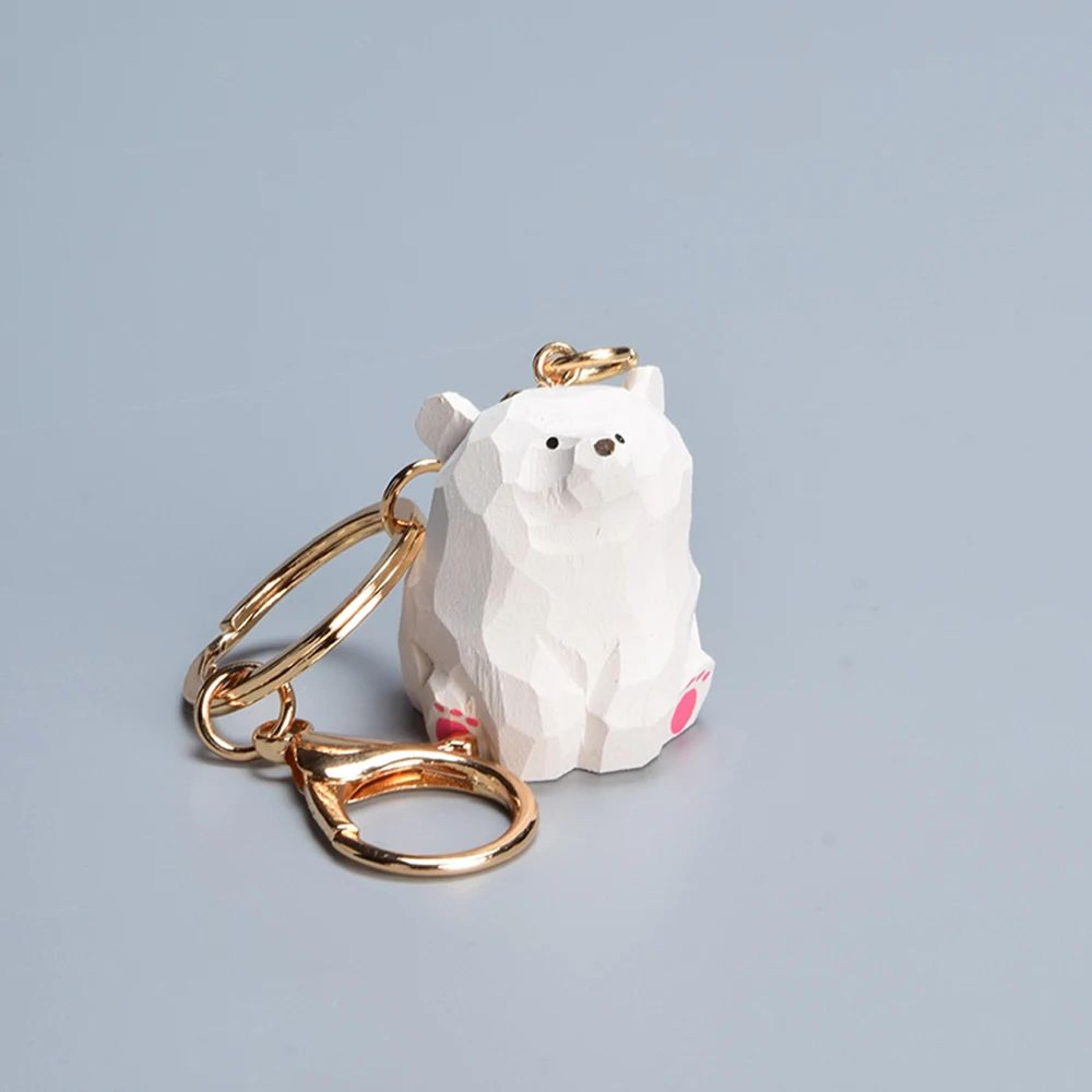 HandCarved Wooden Bear Keychain Cute Teddy Bear Bag Charm For Couples 7
