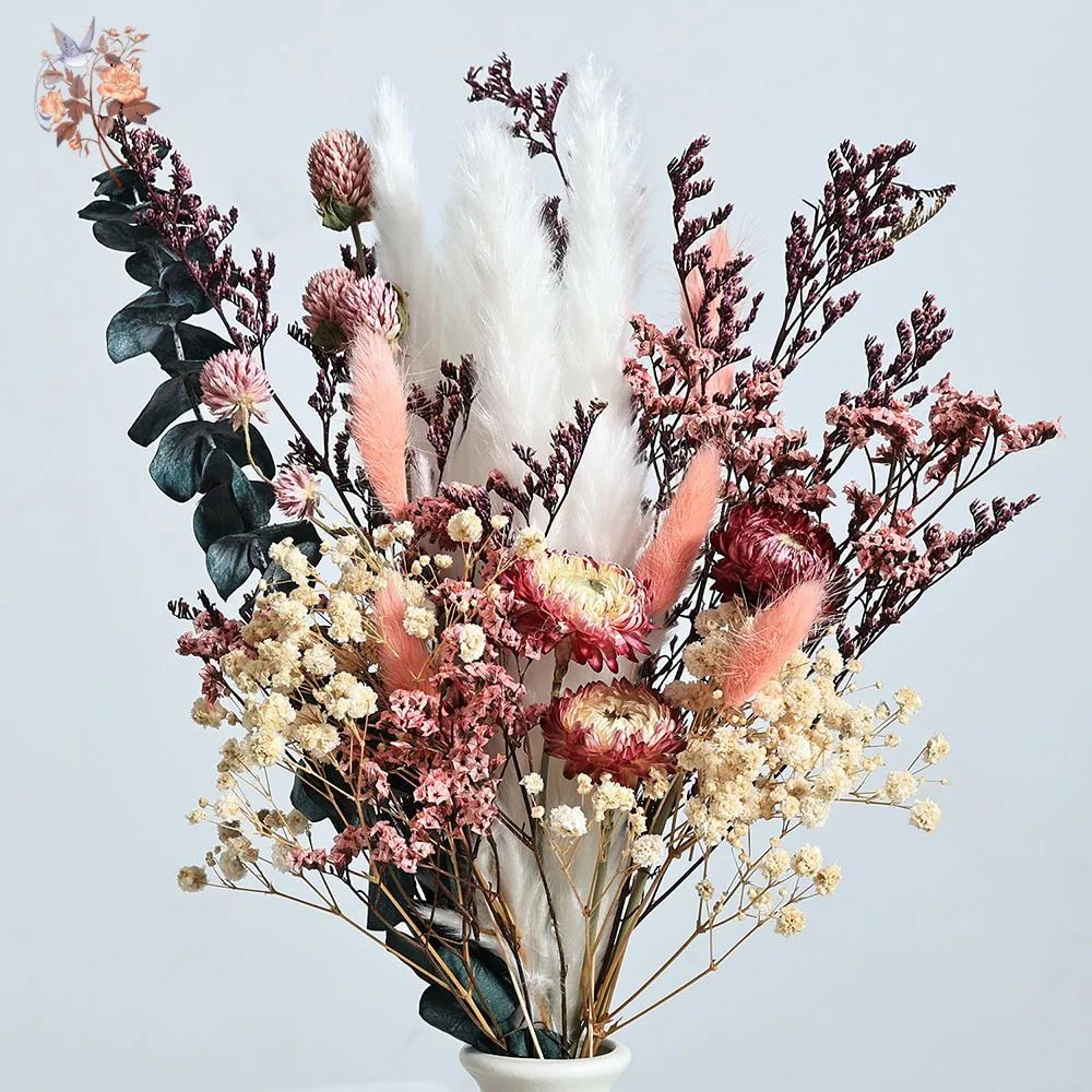 boho dried flower bouquet with pampas grass and eucalyptus for wedding centerpieces & home decor
