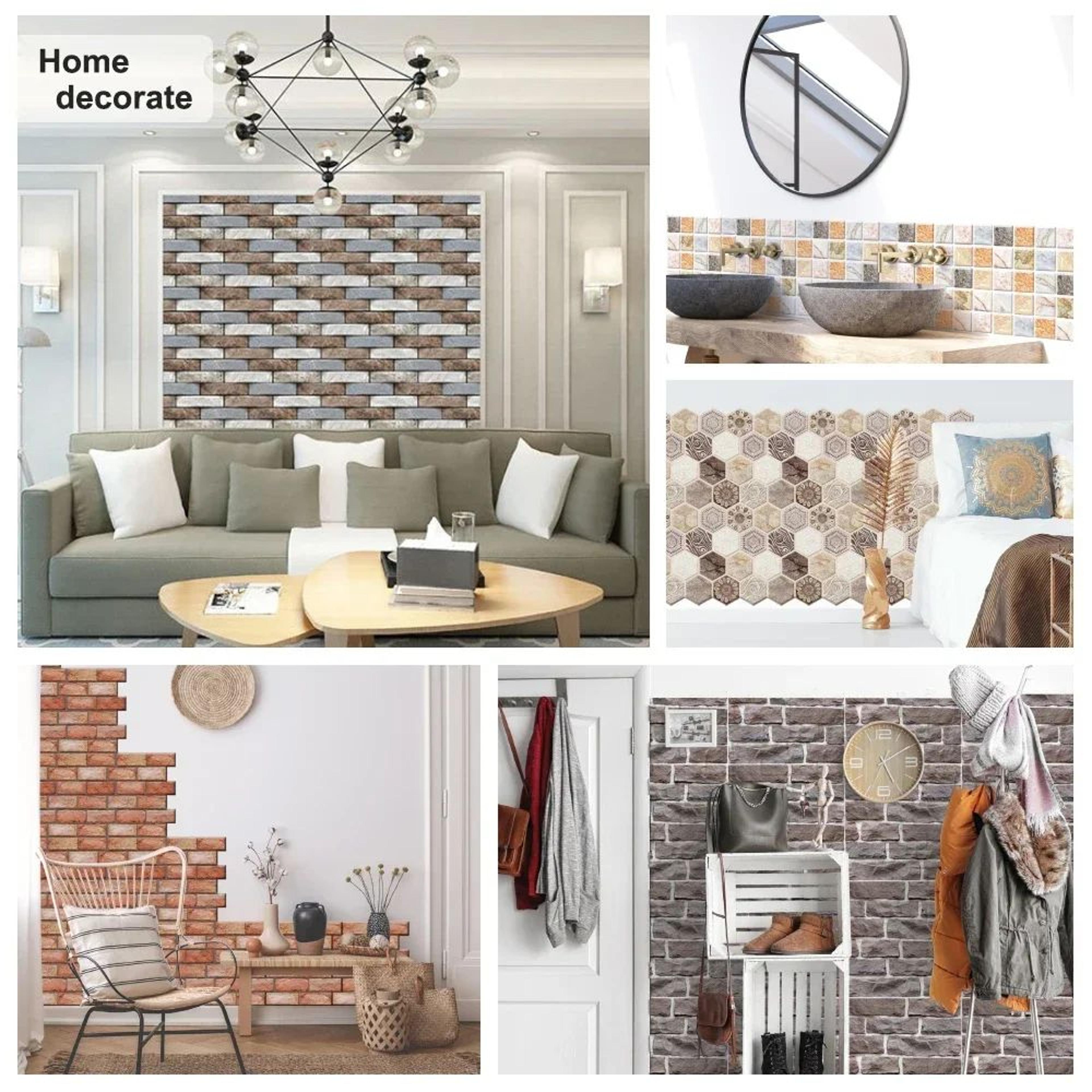 Rustic Peel And Stick Brick Wall Stickers For Kitchen And Living Room Waterproof PVC Wall Panels 3
