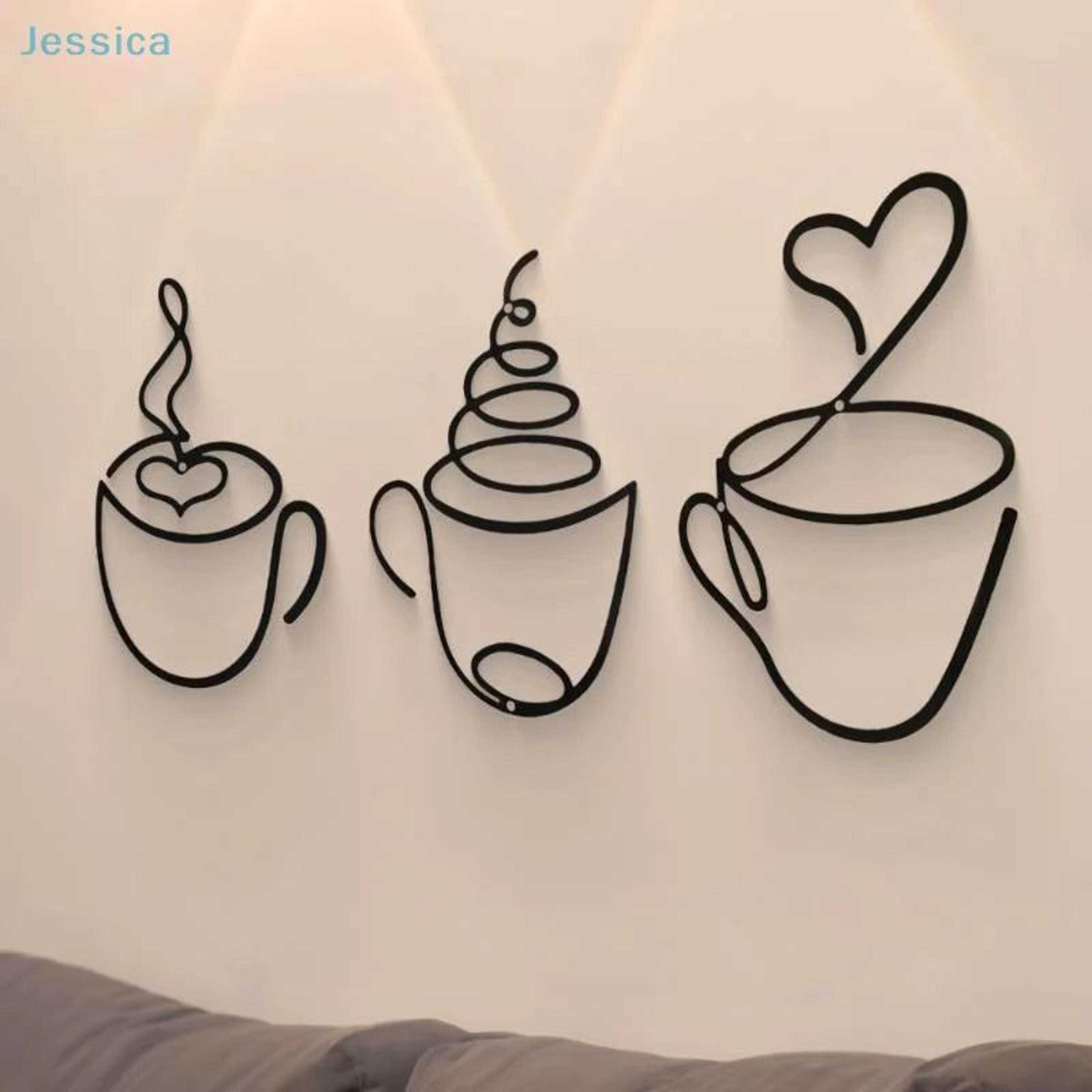 Modern Coffee Cup Wall Art For Kitchen And Coffee Bar  Black Metal Coffee Wall Decor 5