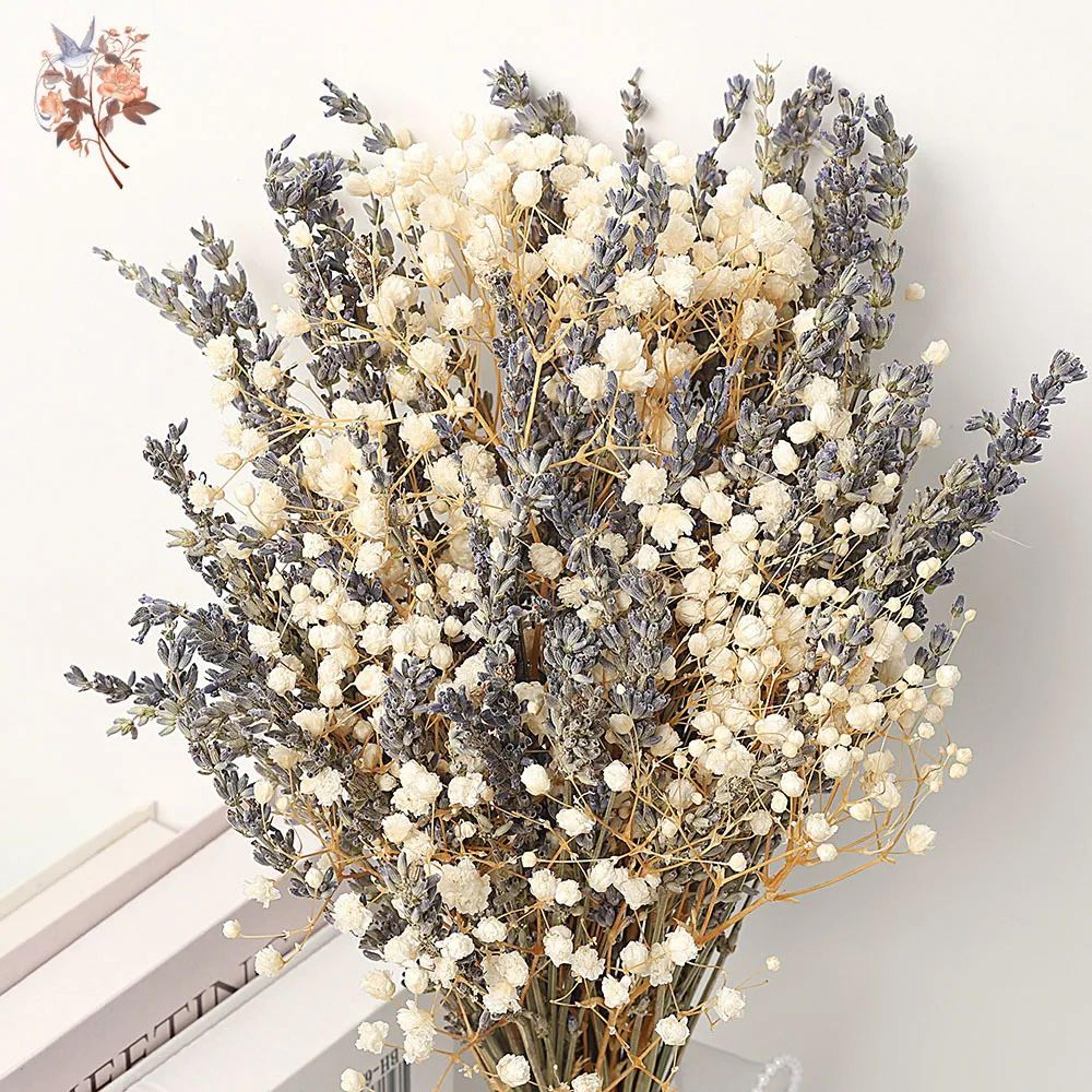 Lavender Bliss Dried Lavender Bouquet With Babys Breath For Romantic Home  Wedding Decor 2