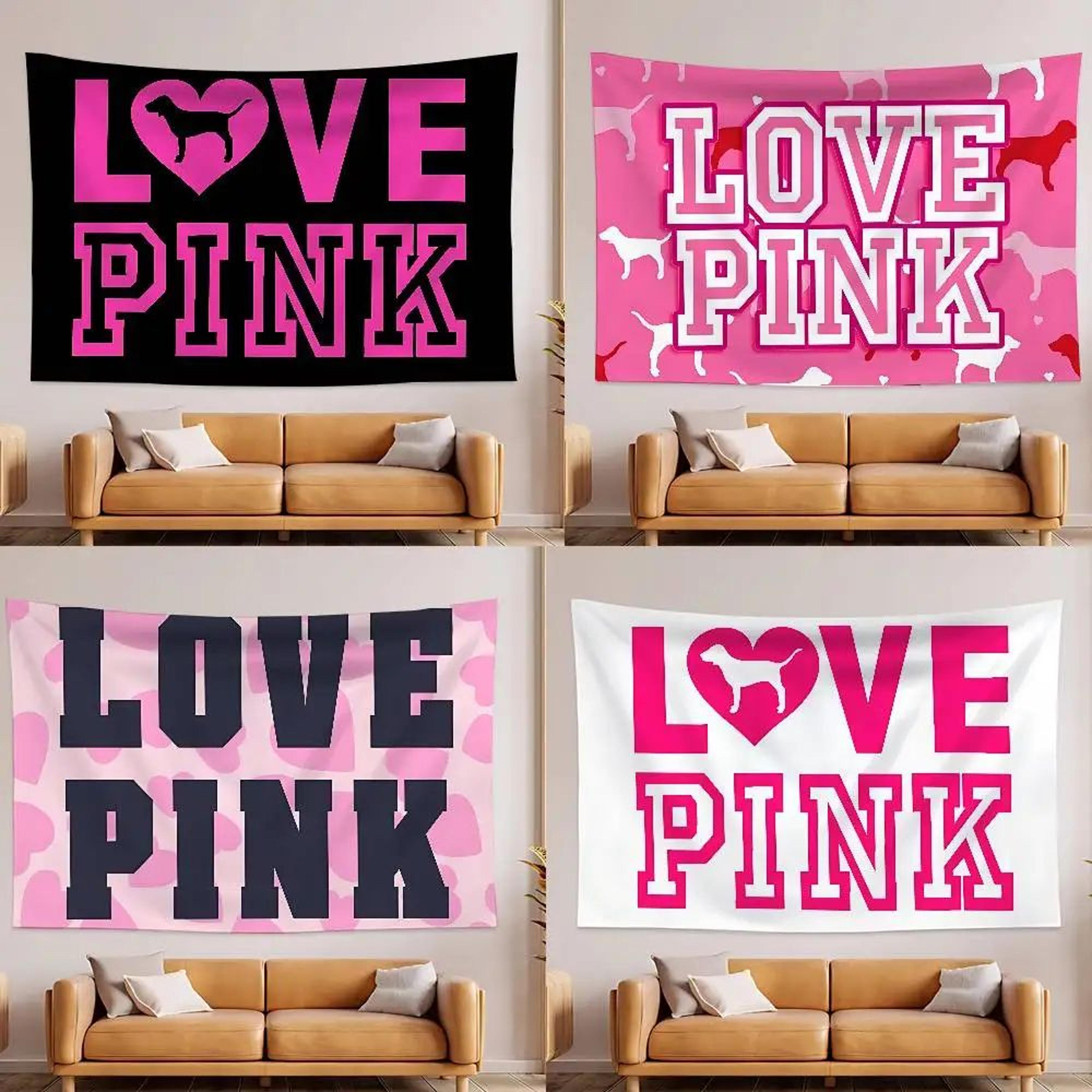 love pink pink tapestry wall hanging tapestry for bedroom, dorm, and aesthetic room decor