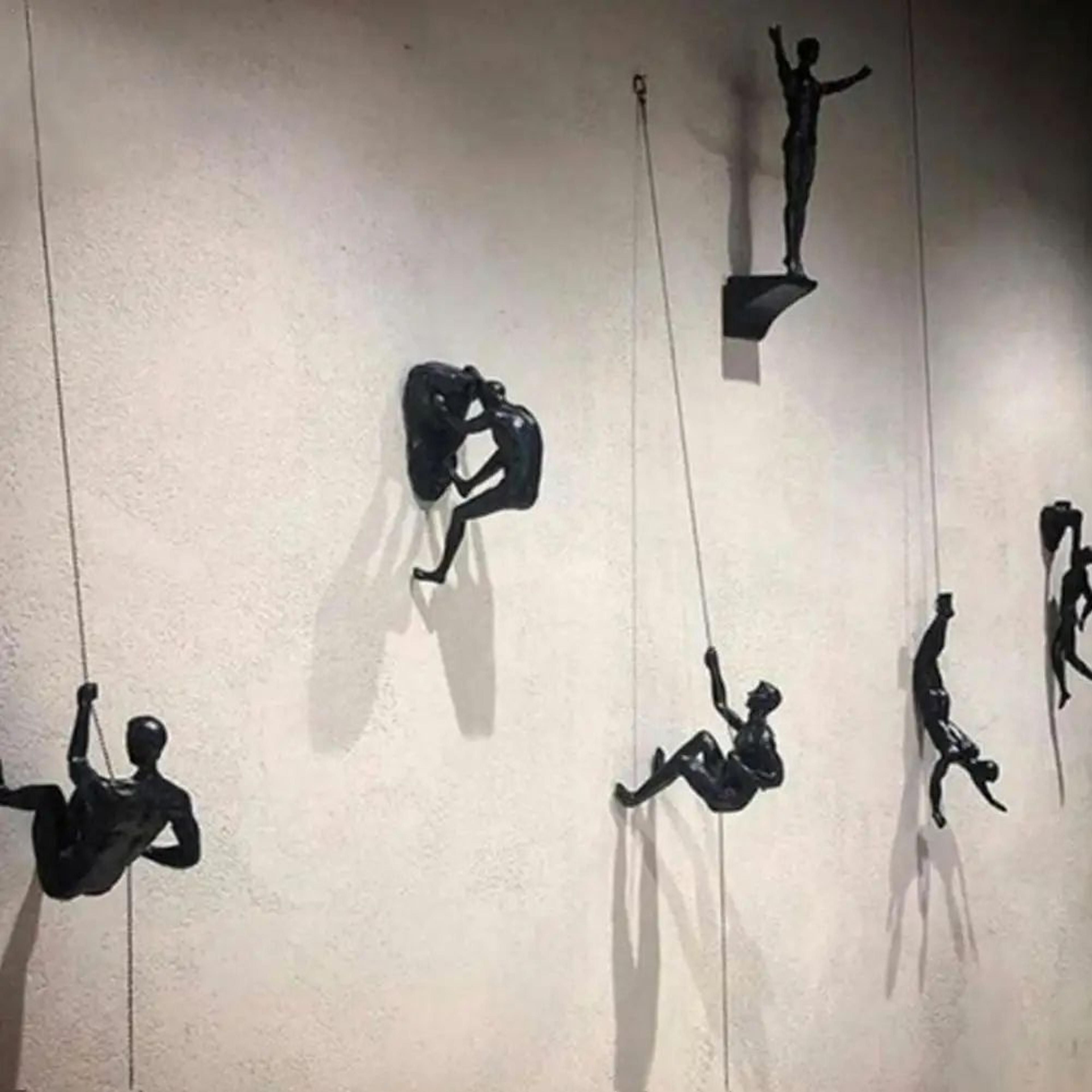climbing athlete wall sculpture – modern resin 3d wall art decor