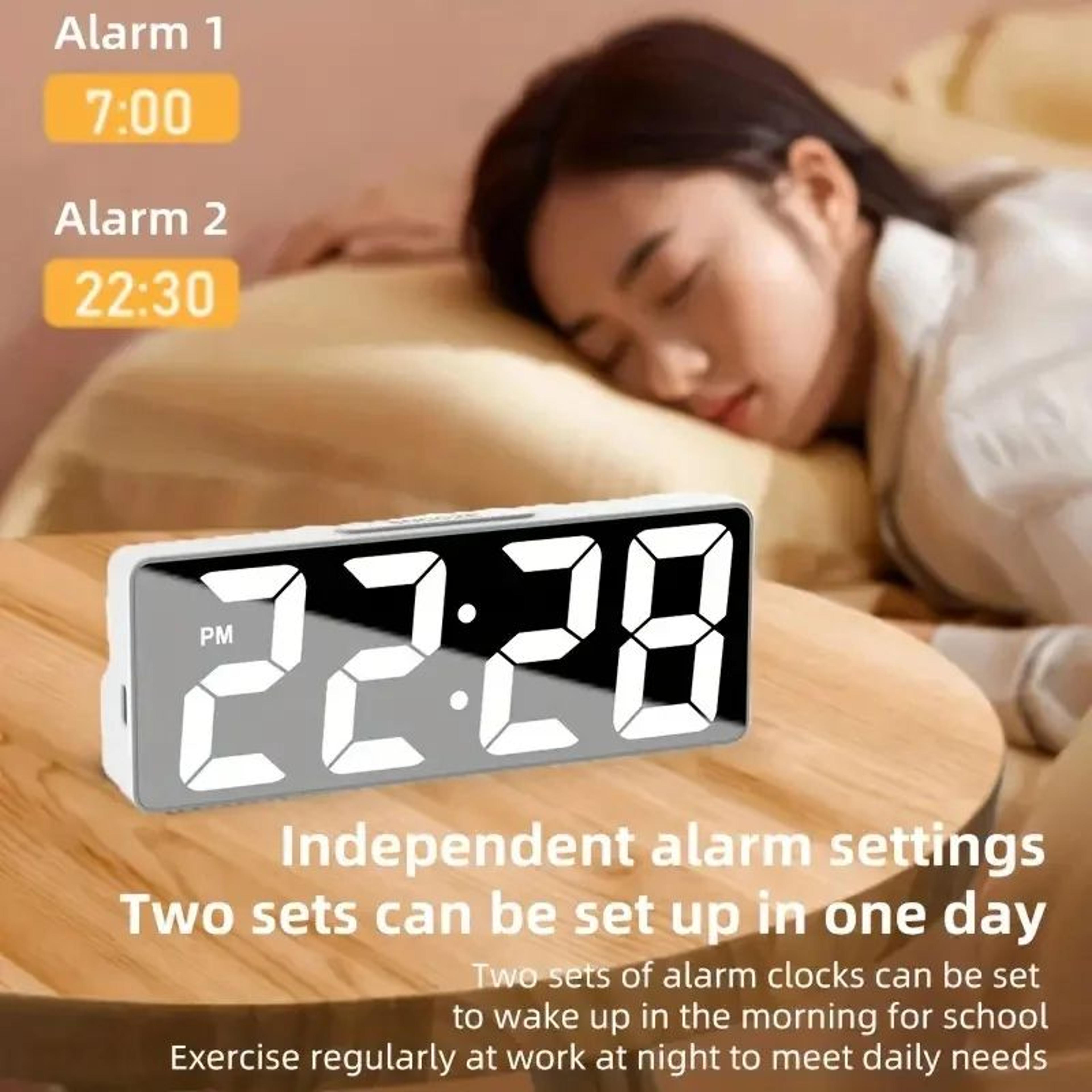 Modern LED Alarm Clock With Temperature Display  Adjustable Brightness 1