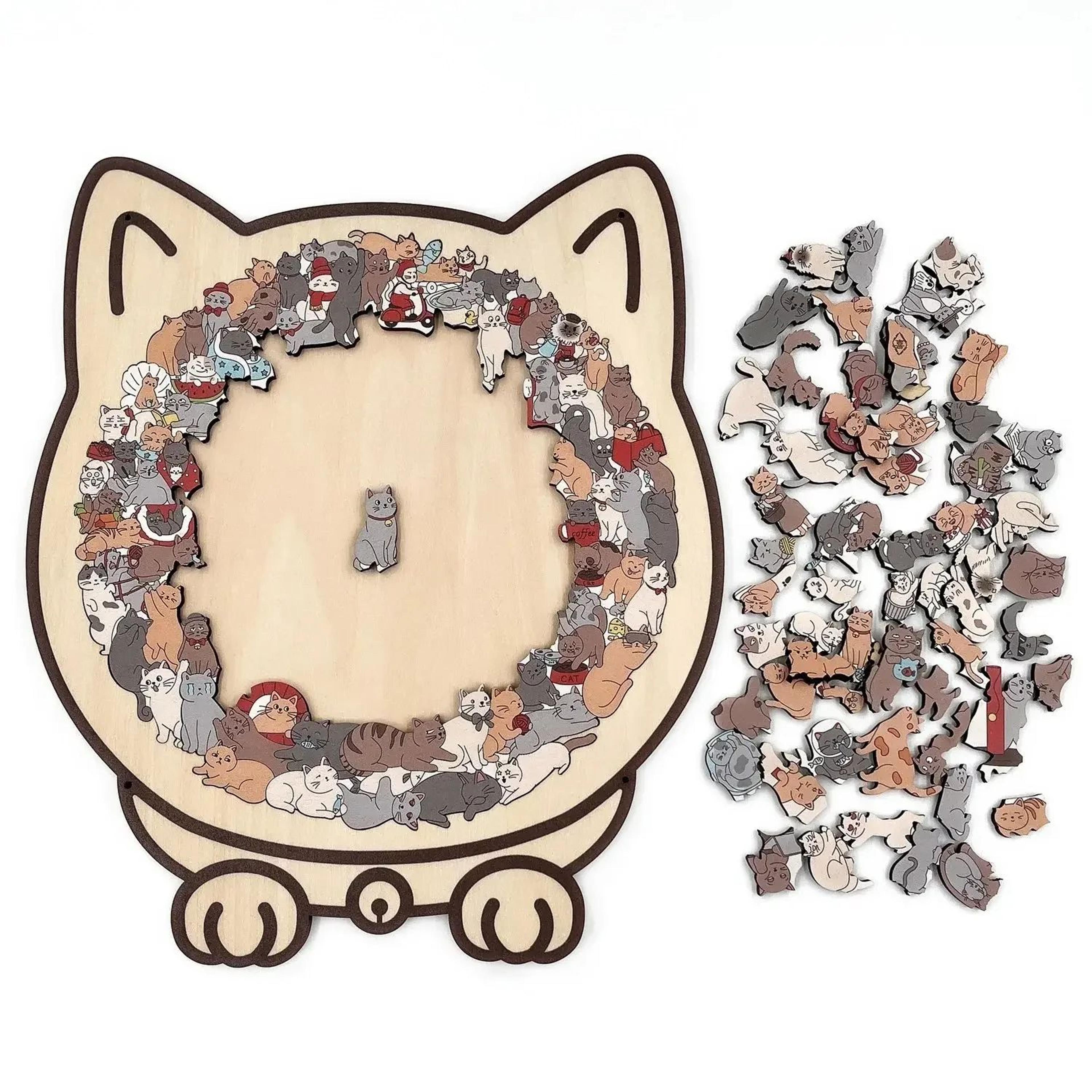 135Piece Cat Shaped Wooden Puzzle For Adults Decorative Gift For Cat Lovers 4