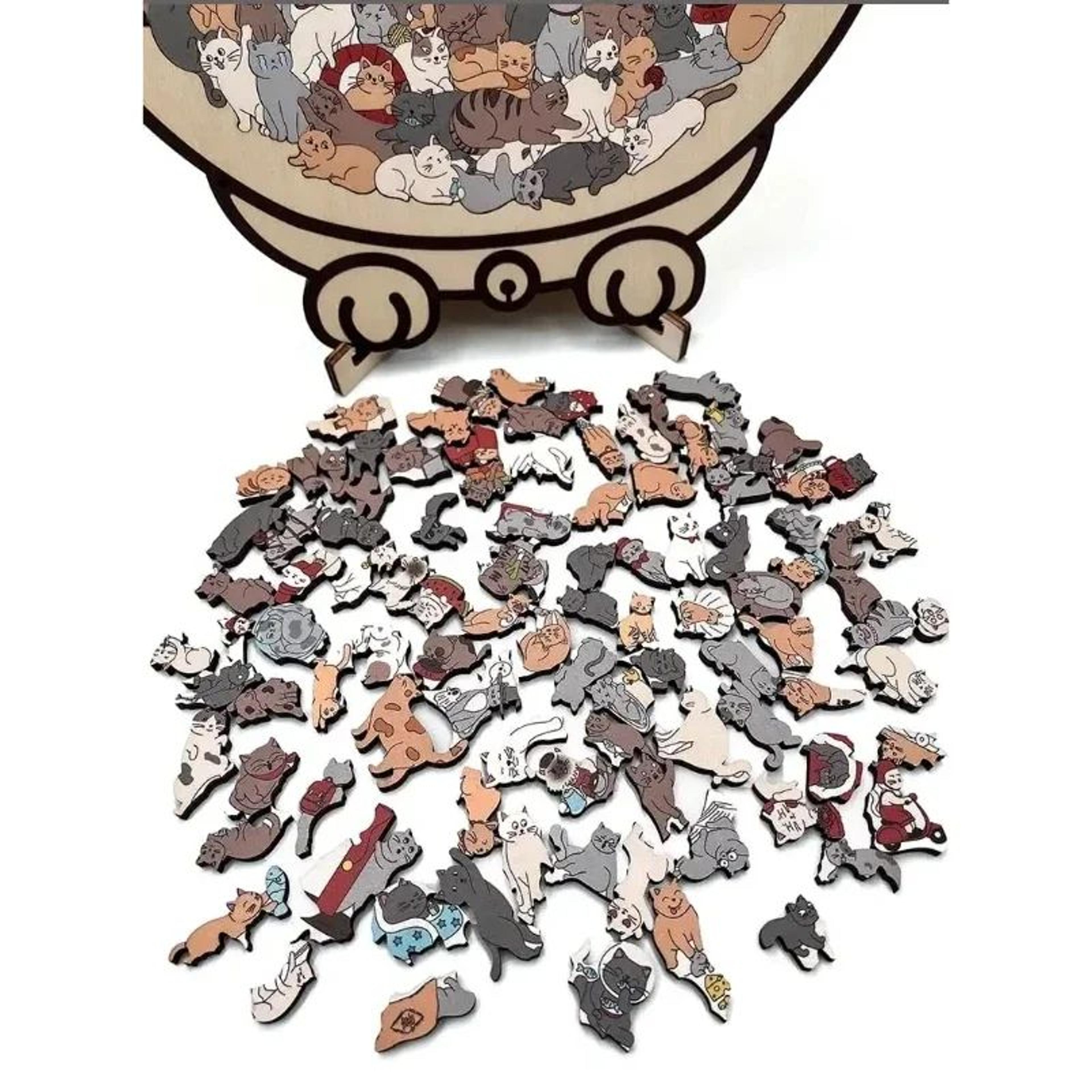 135Piece Cat Shaped Wooden Puzzle For Adults Decorative Gift For Cat Lovers 5