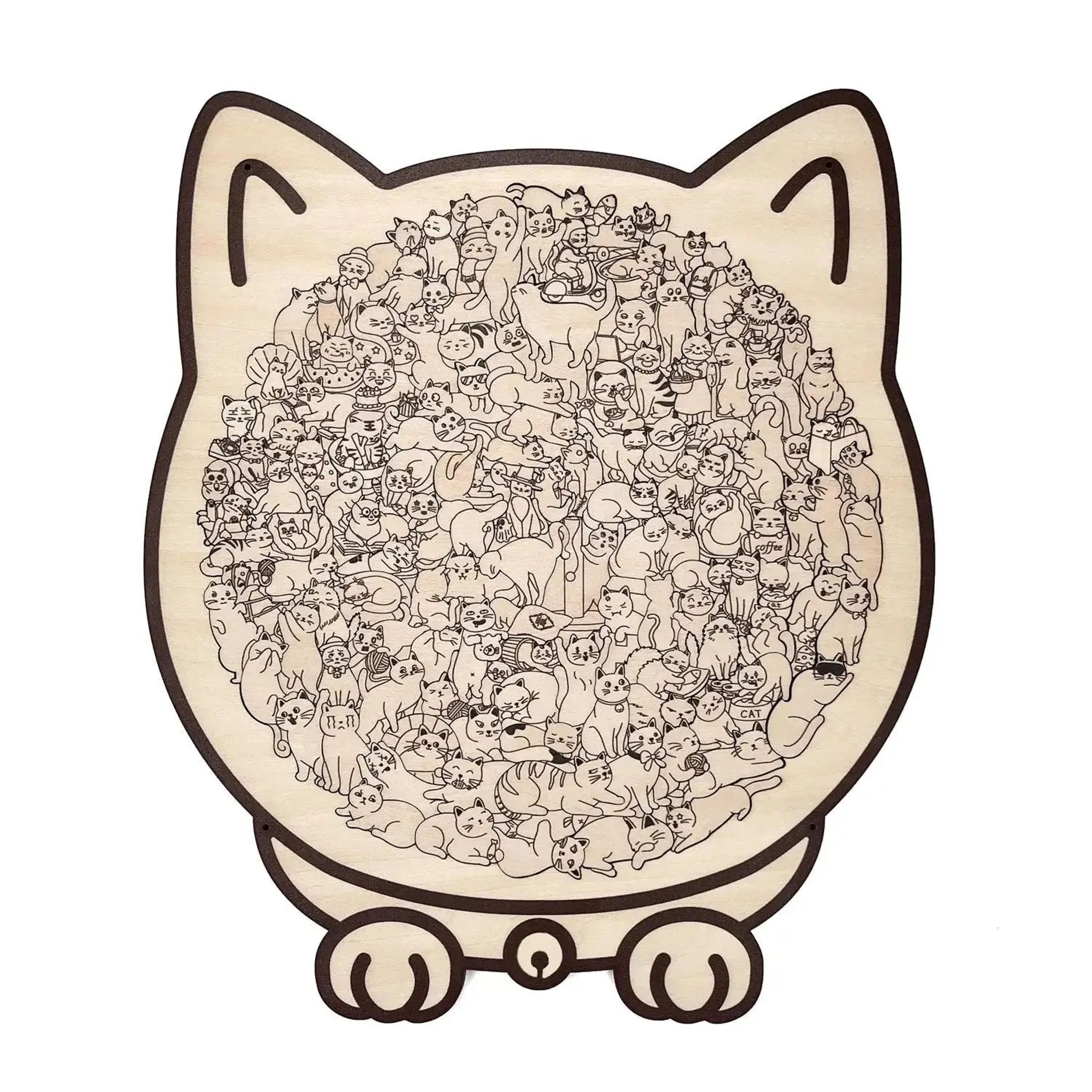 135Piece Cat Shaped Wooden Puzzle For Adults Decorative Gift For Cat Lovers 9