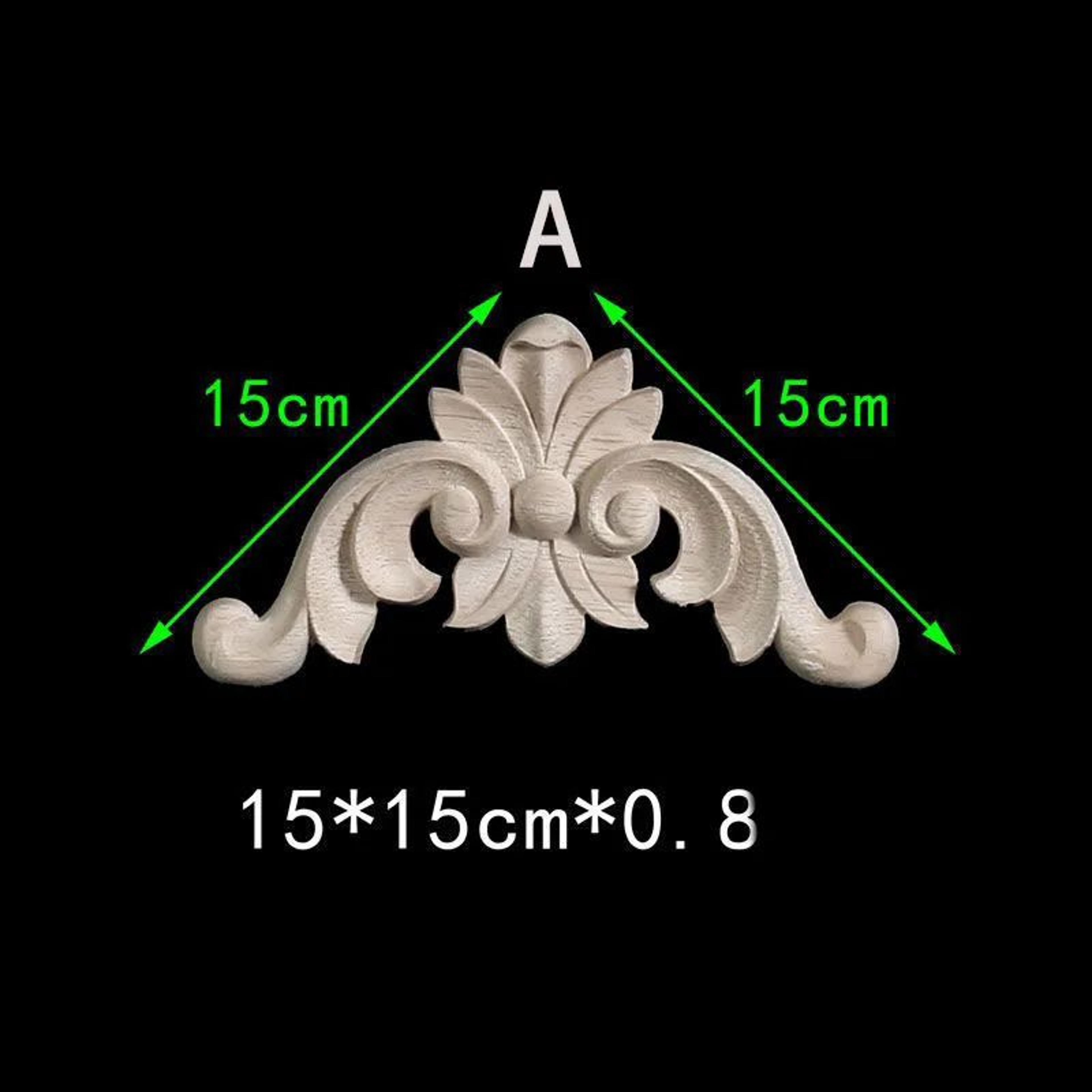 Floral Wood Carved Corner Onlay Furniture Applique Unpainted Decorative Trim 6
