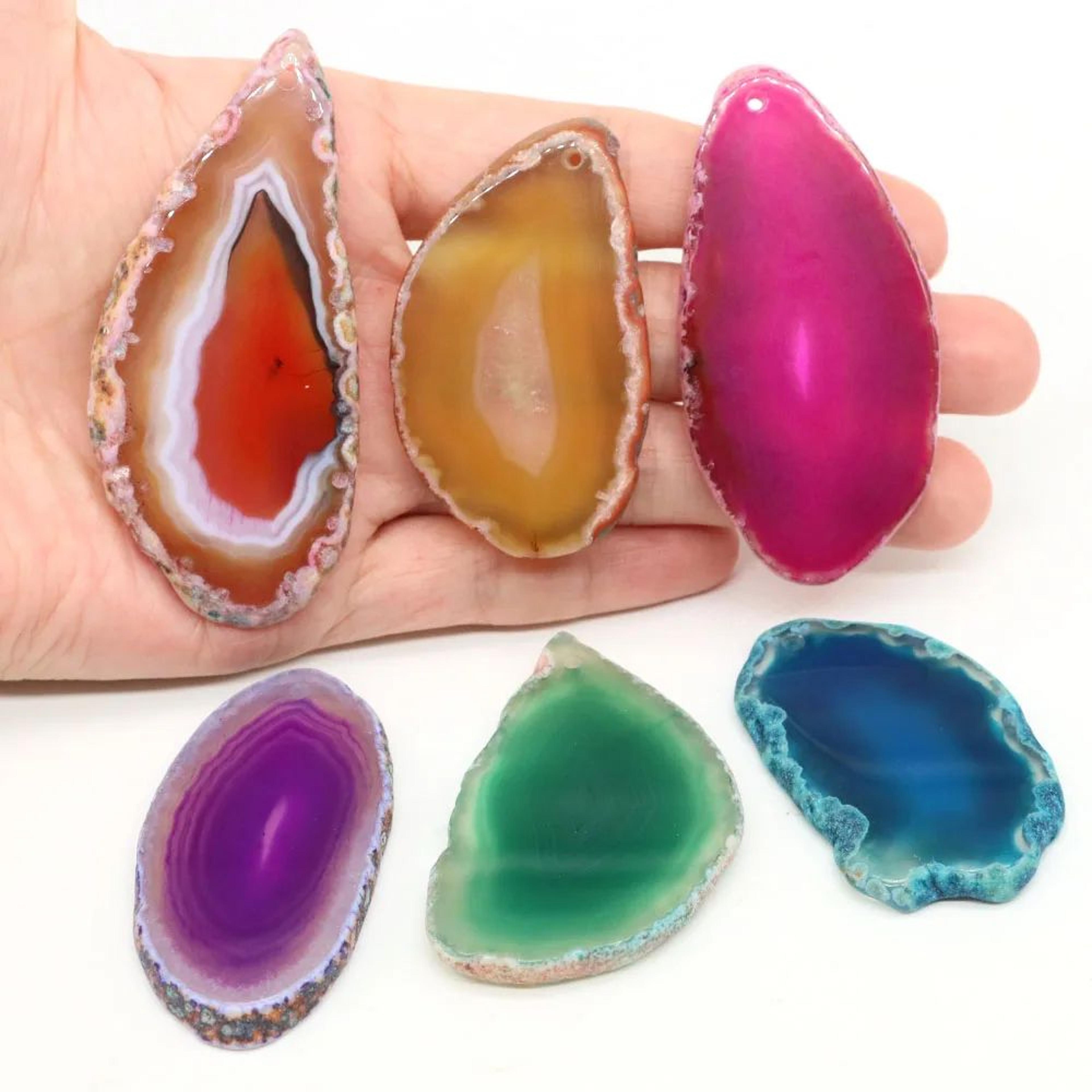 natural agate geode slice pendant stone for jewelry making and crystal decor