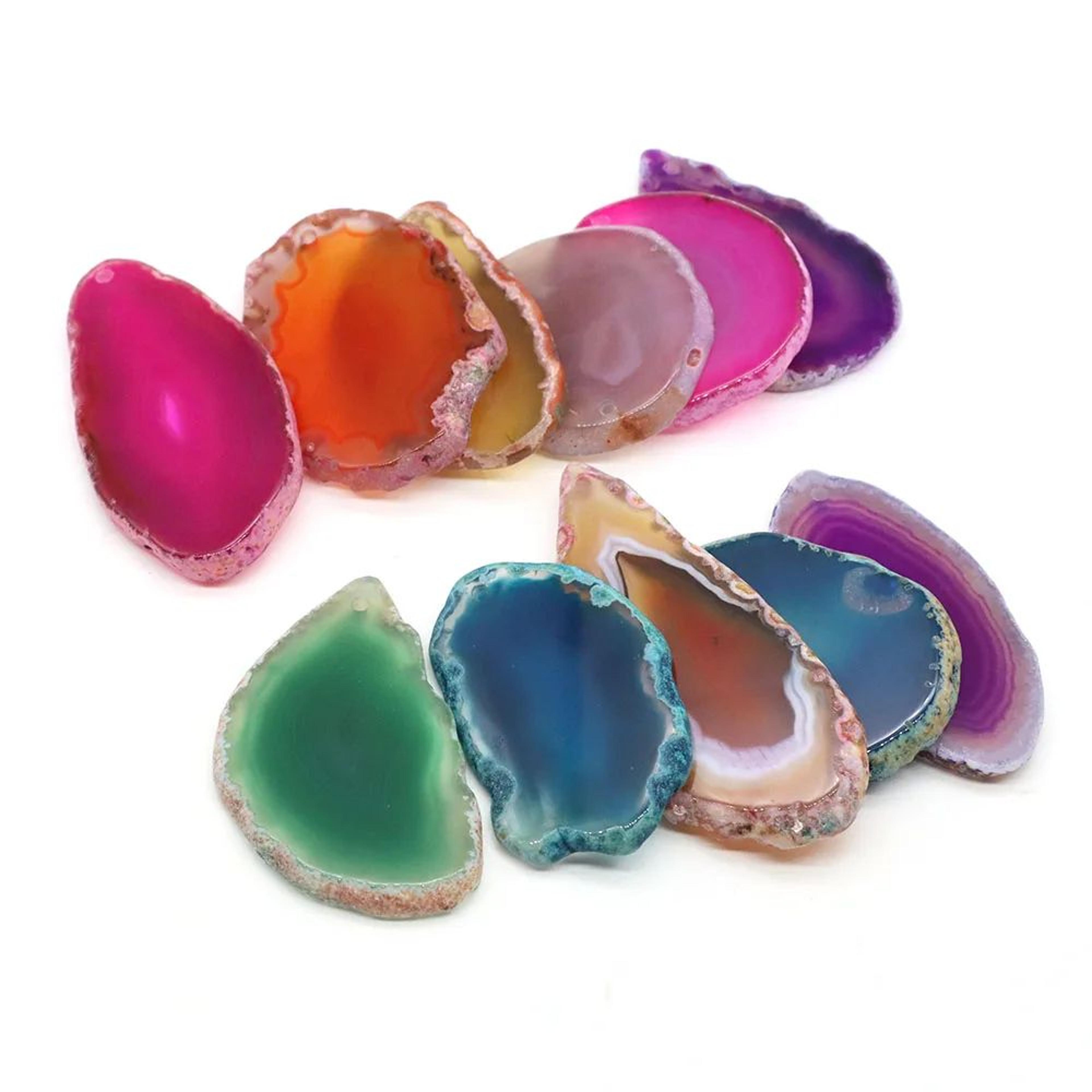 Natural Agate Geode Slice Pendant Stone For Jewelry Making And Crystal Decor 5