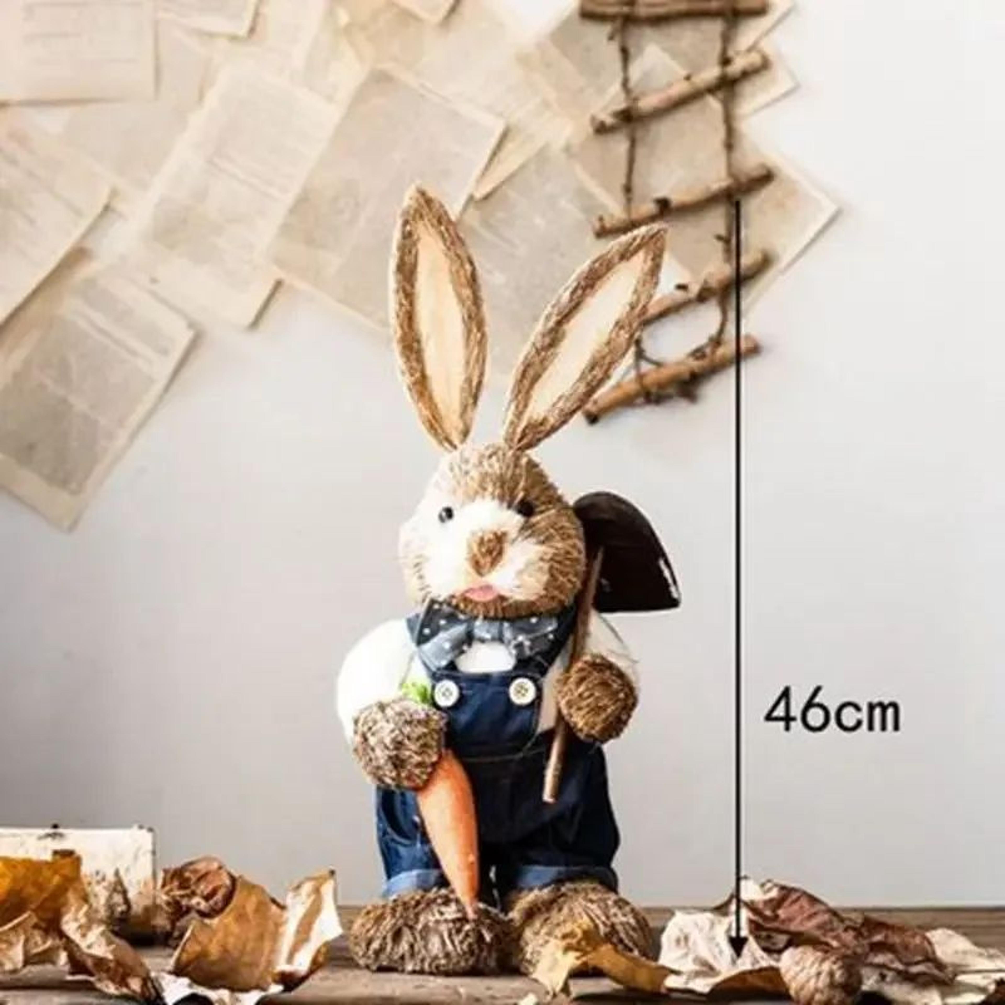 Handcrafted Straw Rabbit Easter Decoration  Rustic Bunny Ornament For Home  Garden 10