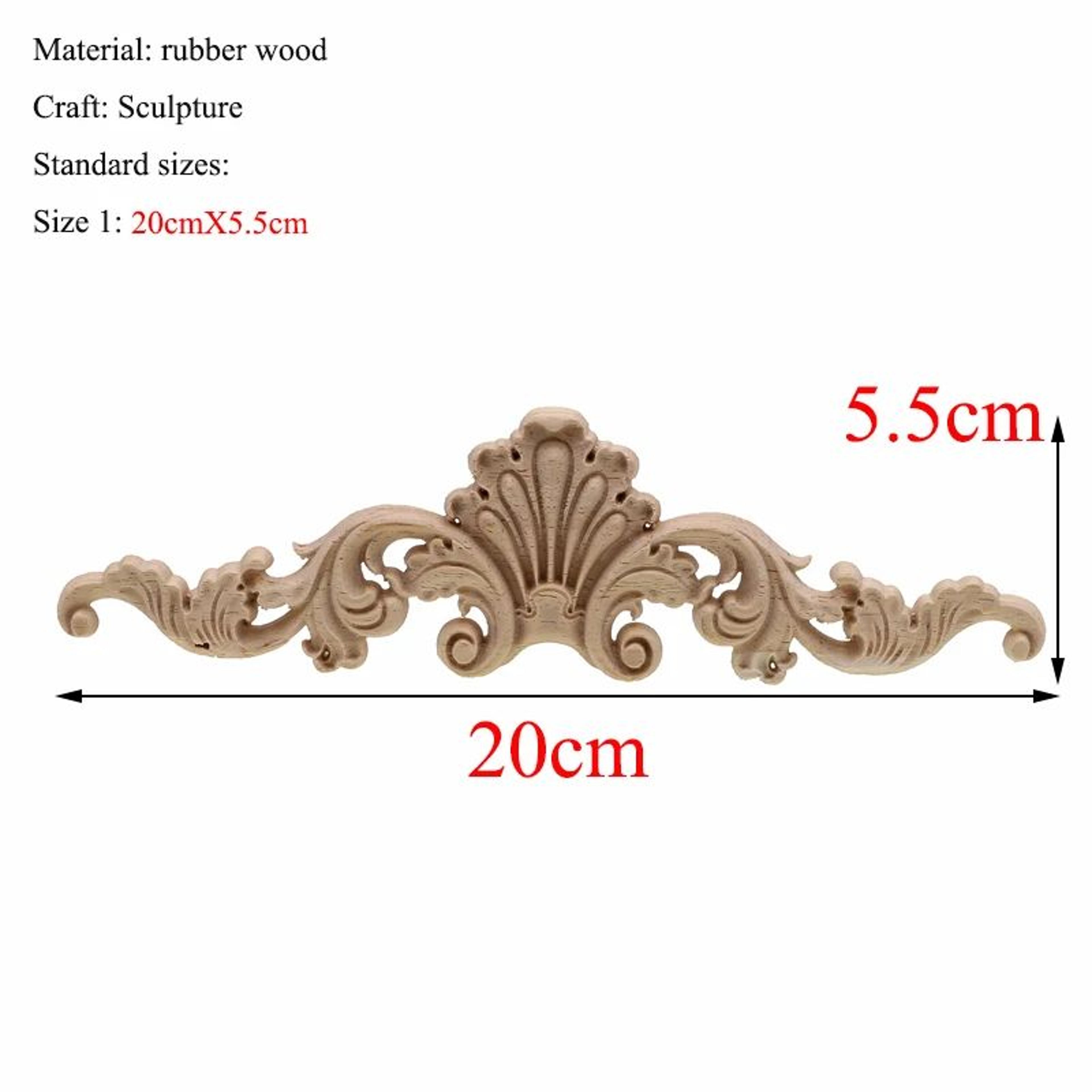Vintage Rectangle Wood Carving Appliques For Furniture  Cabinet Decor 1