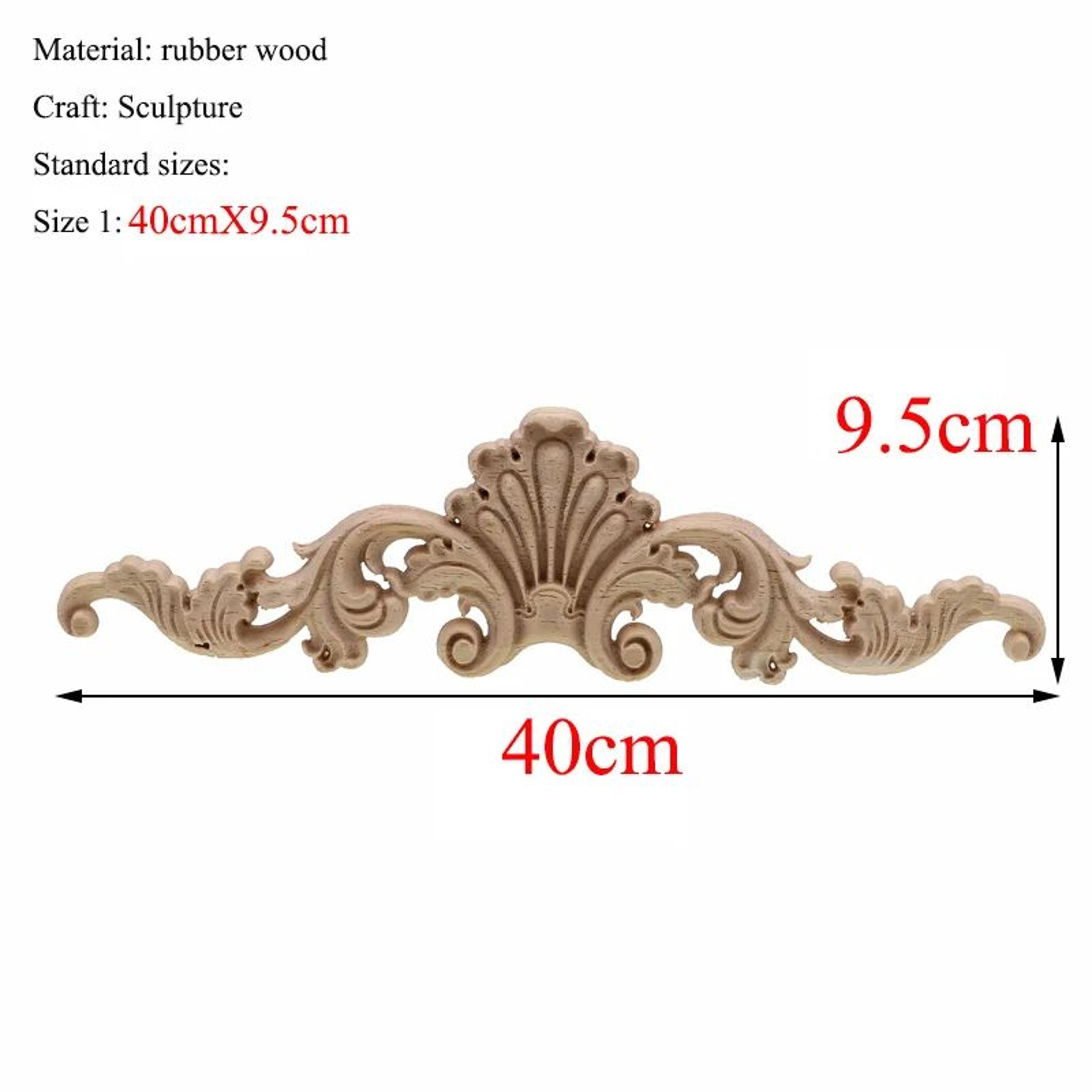 Vintage Rectangle Wood Carving Appliques For Furniture  Cabinet Decor 3