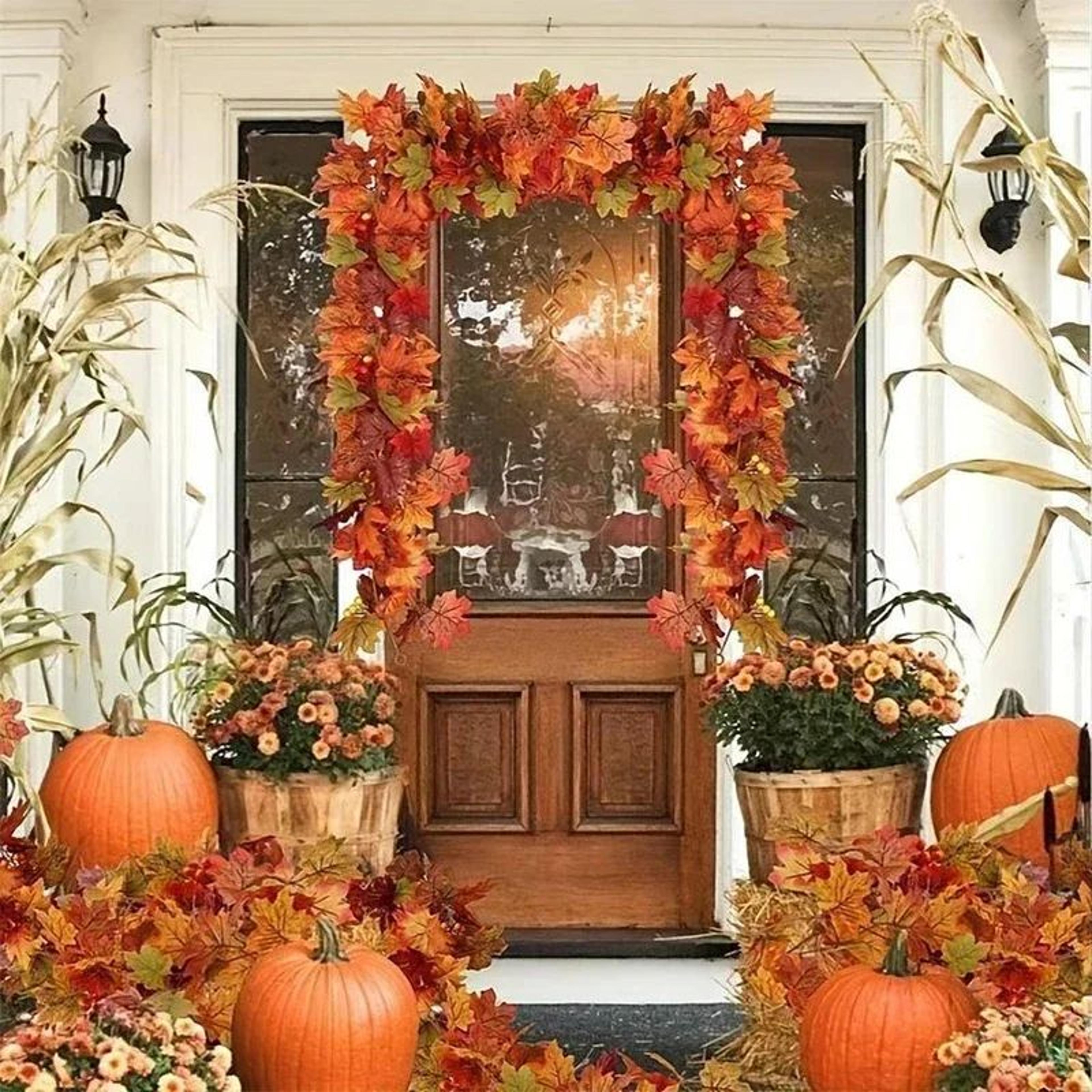 2M Artificial Fall Garland  Realistic Autumn Maple Leaf Decor For Festive Homes 2