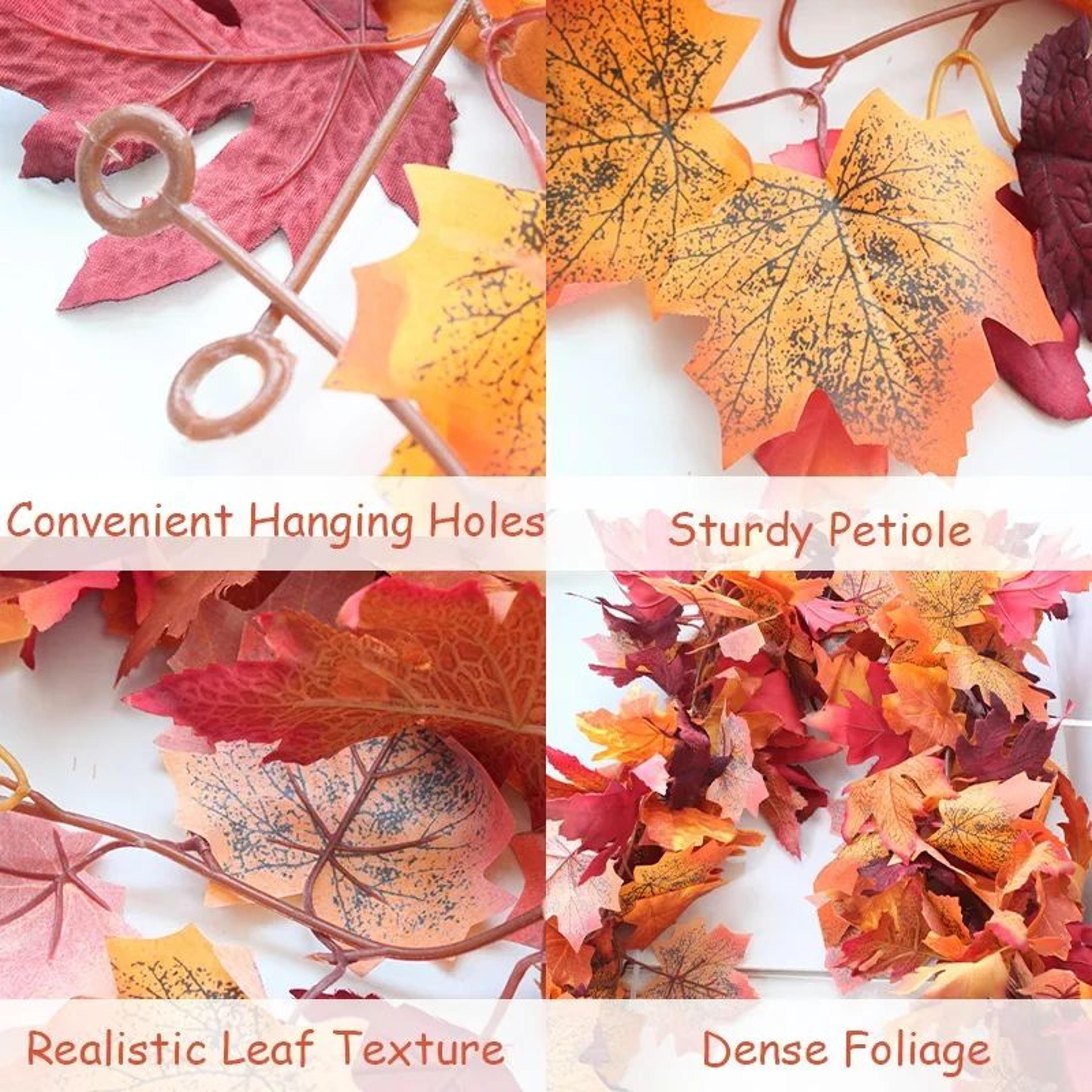 2M Artificial Fall Garland  Realistic Autumn Maple Leaf Decor For Festive Homes 4