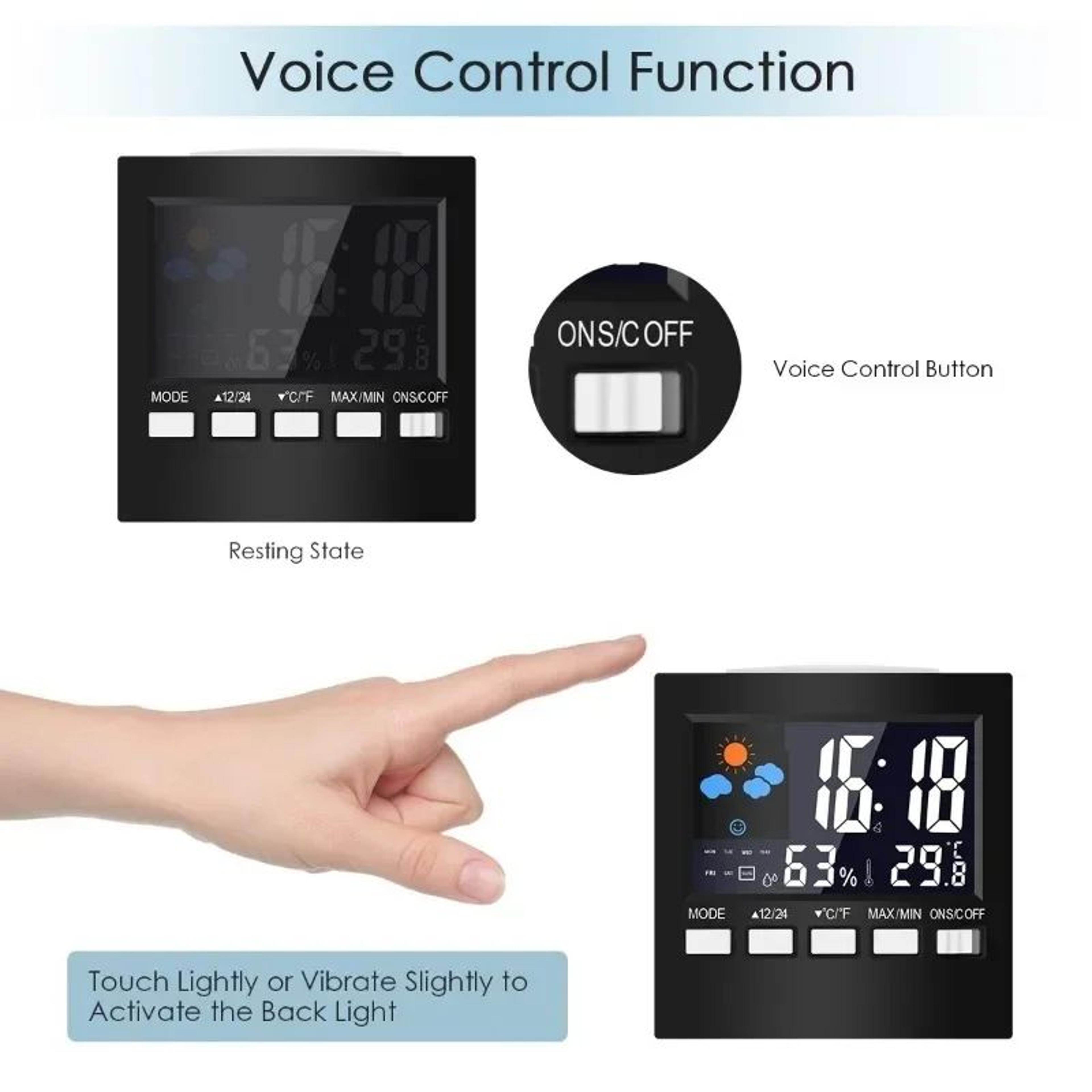 SmartSense Digital Weather Station Clock With Indoor Temperature  Humidity Monitor 2