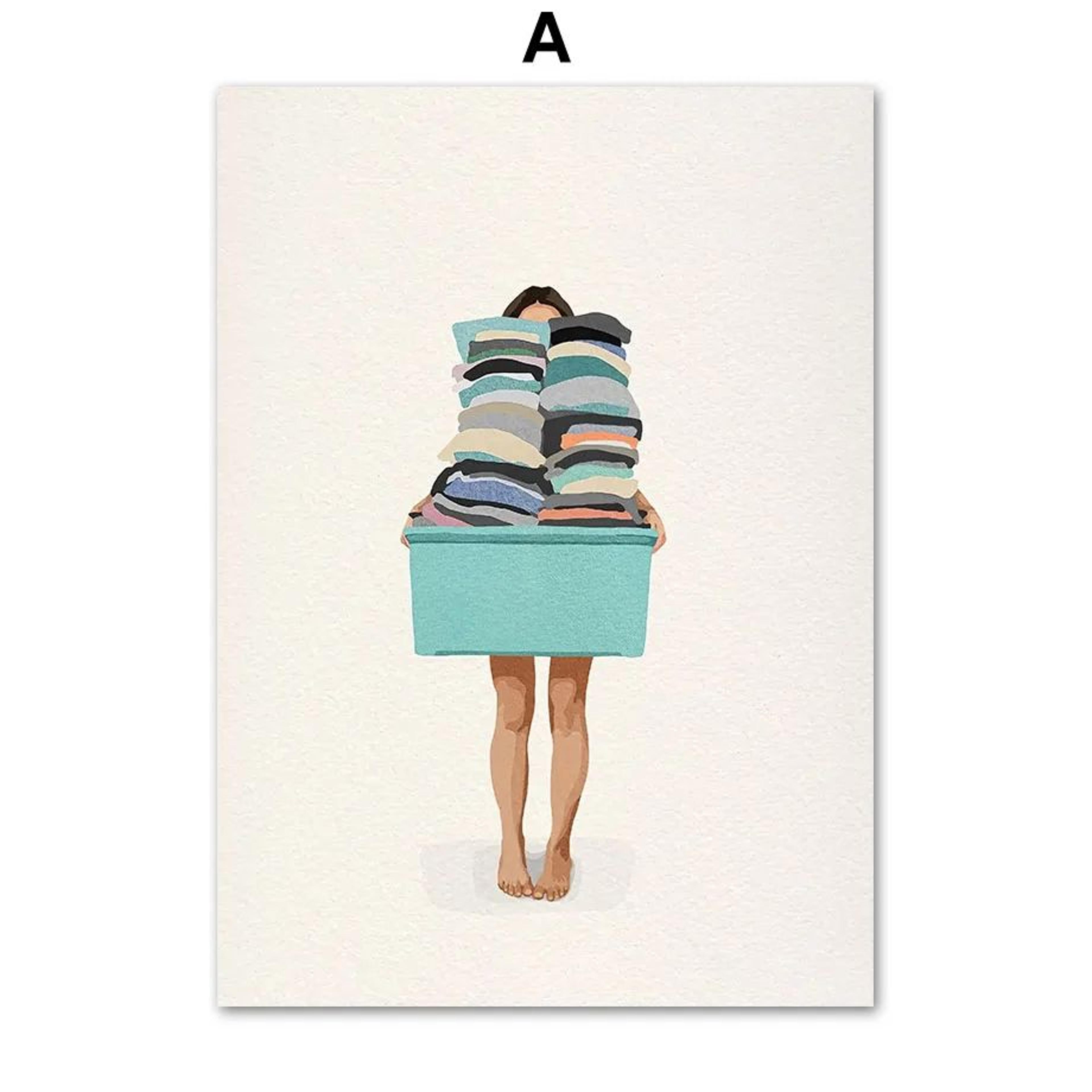 Modern Nordic Laundry Room Canvas Wall Art Print 5