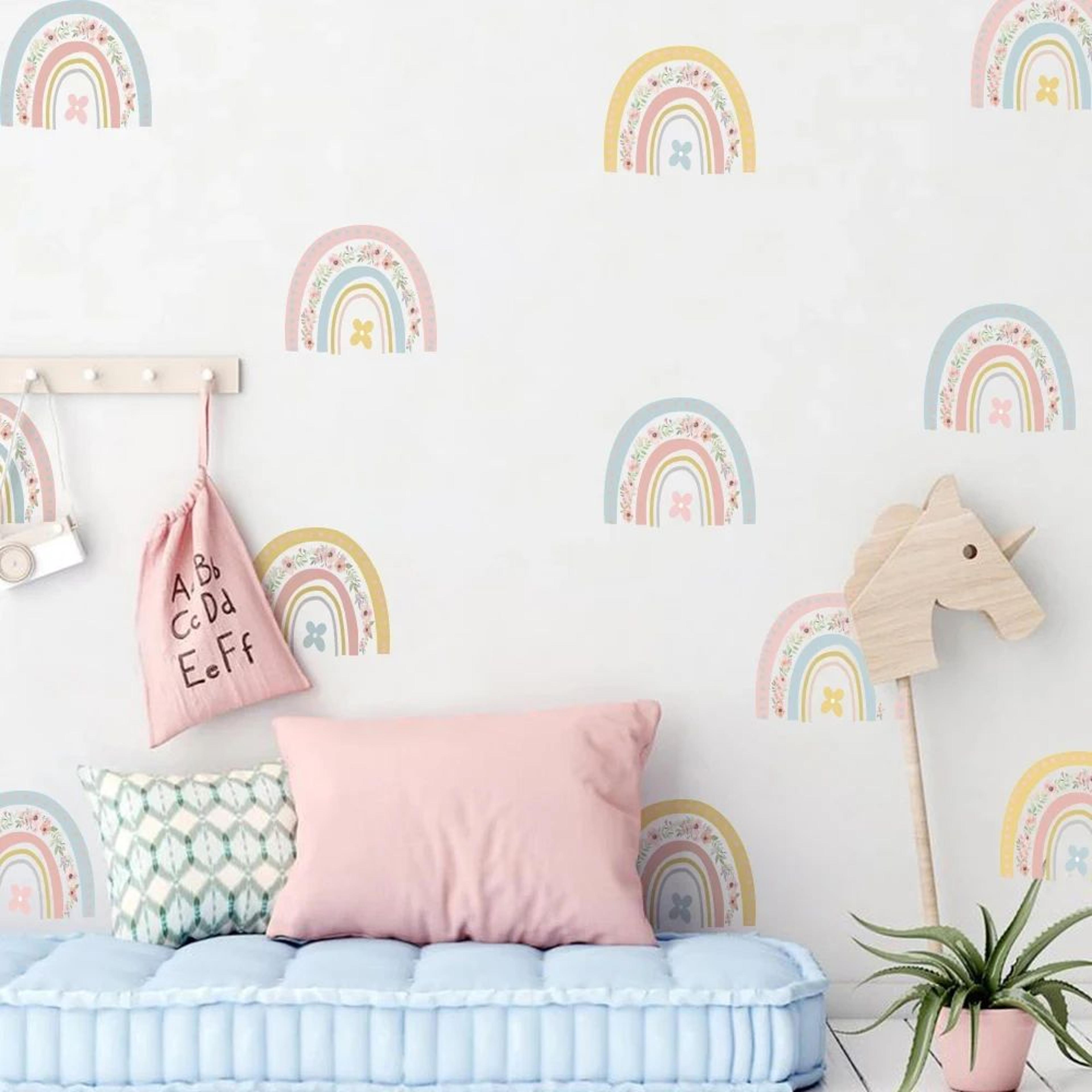 rainbow wall stickers set – removable vinyl decals for kids room & nursery decor