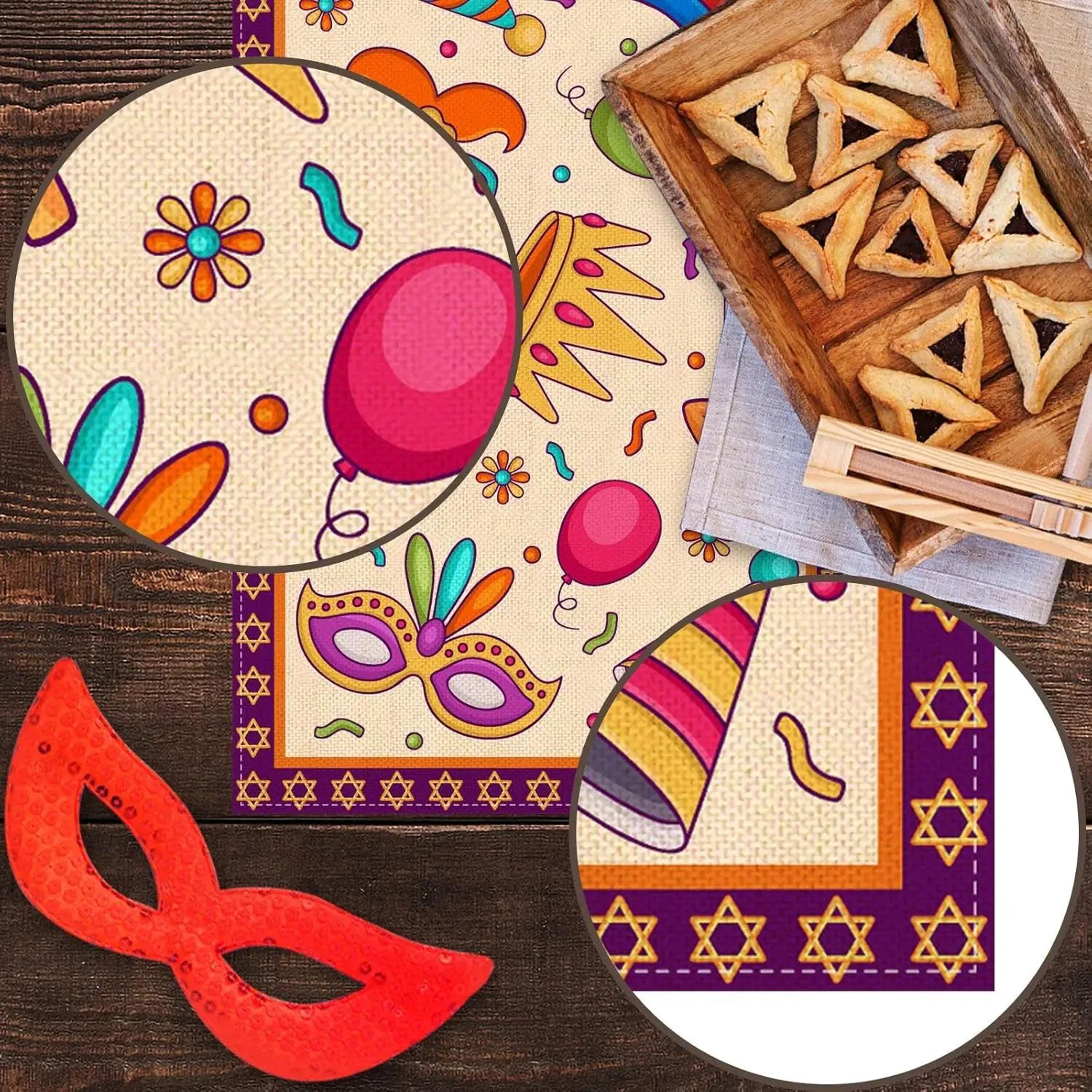 Purim Table Runner Linen Holiday Decor For Jewish Dining Tables 2