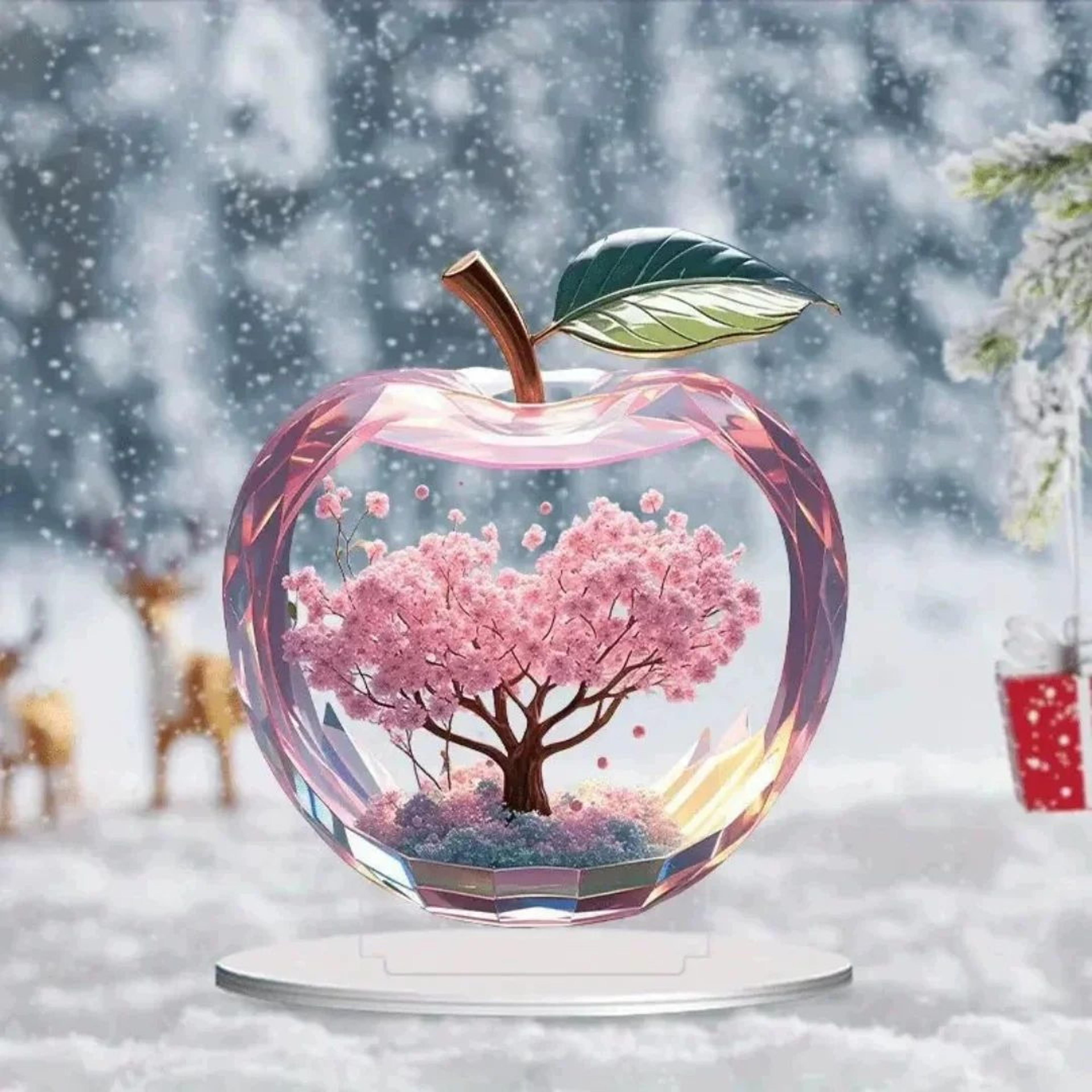 Cherry Blossom Apple Acrylic Desktop Ornament For Home Office Decor 2