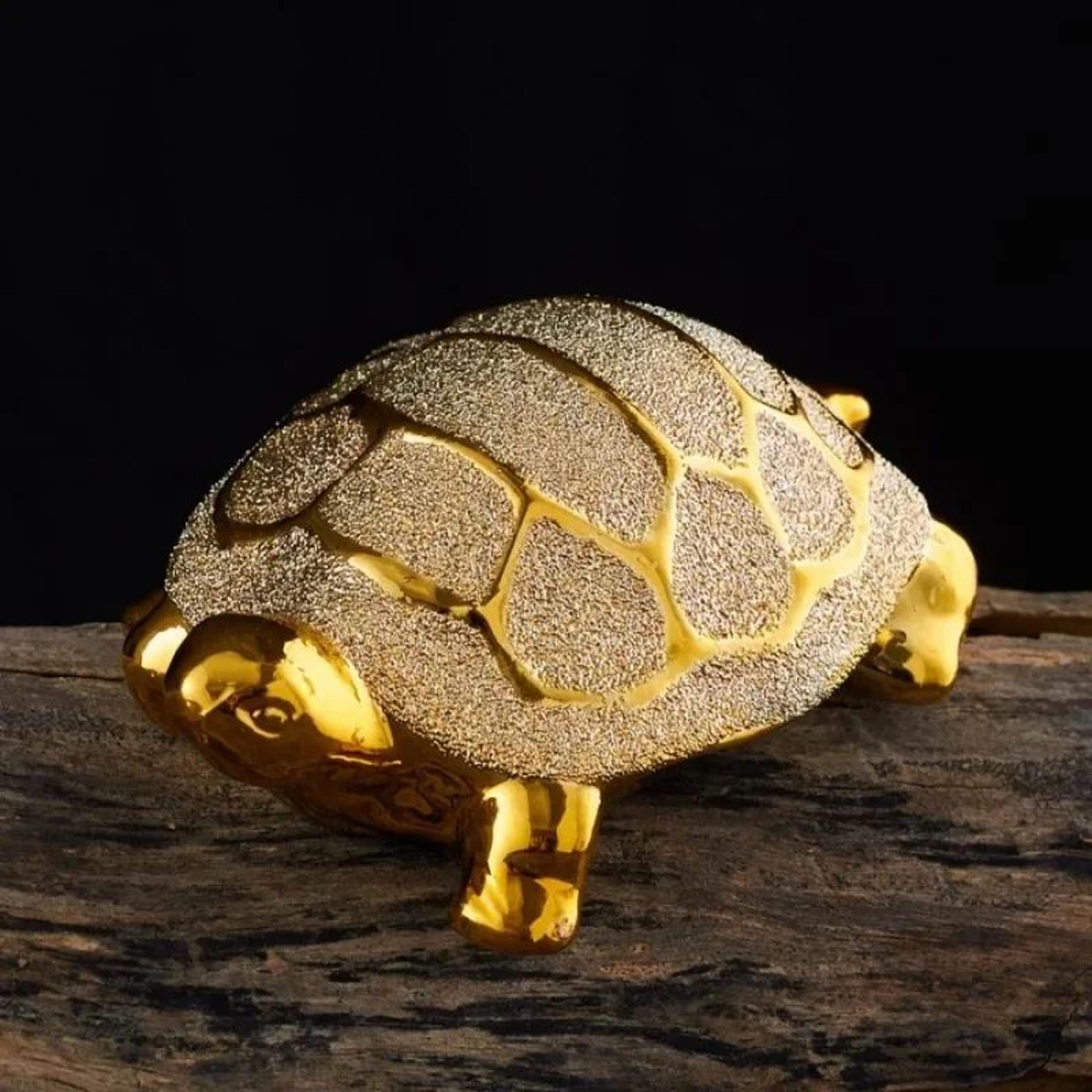 Lucky Gold Ceramic Turtle Figurine For Desk And Home Decor 2