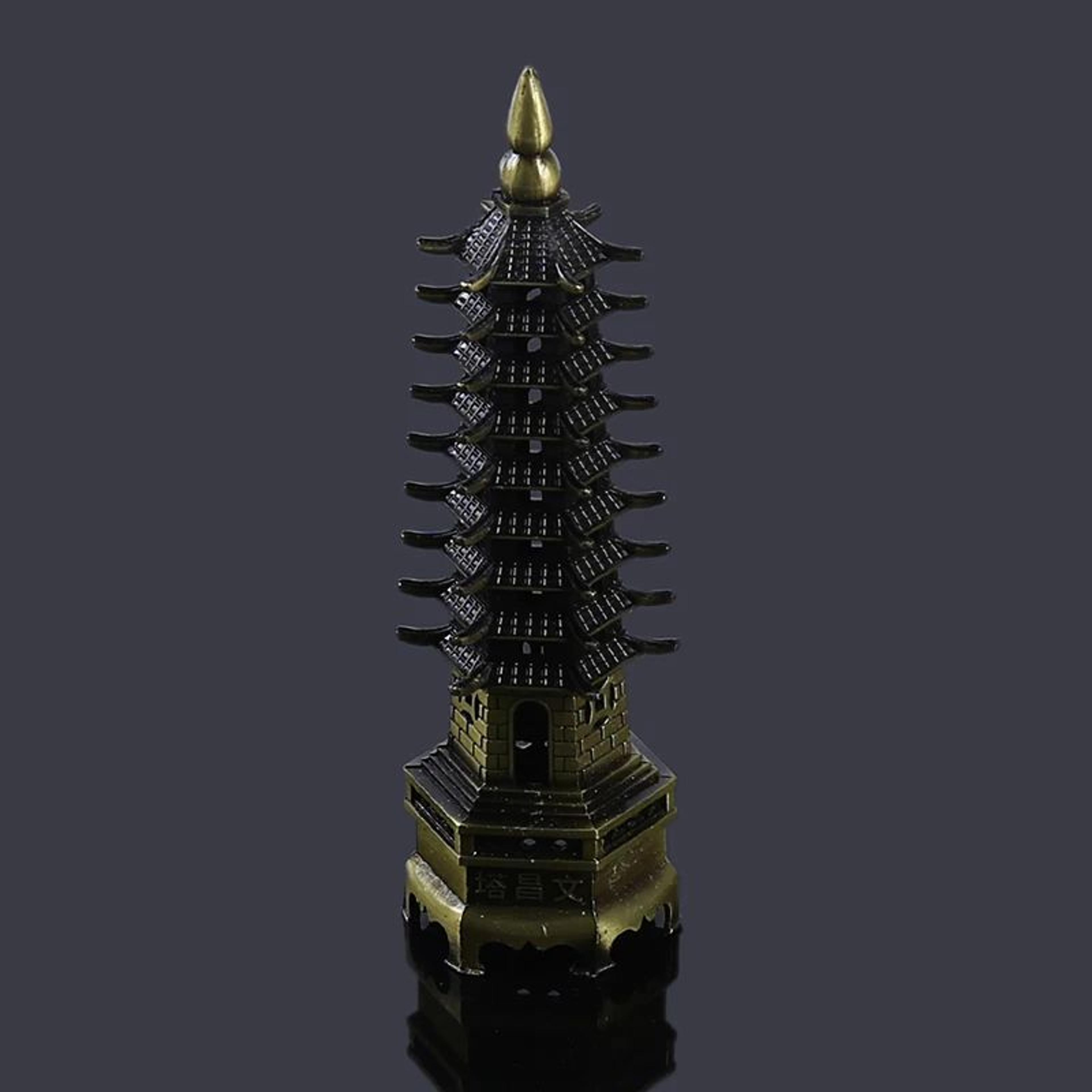 Wenchang Pagoda Feng Shui Tower Metal Statue For Office Desk Decor 3
