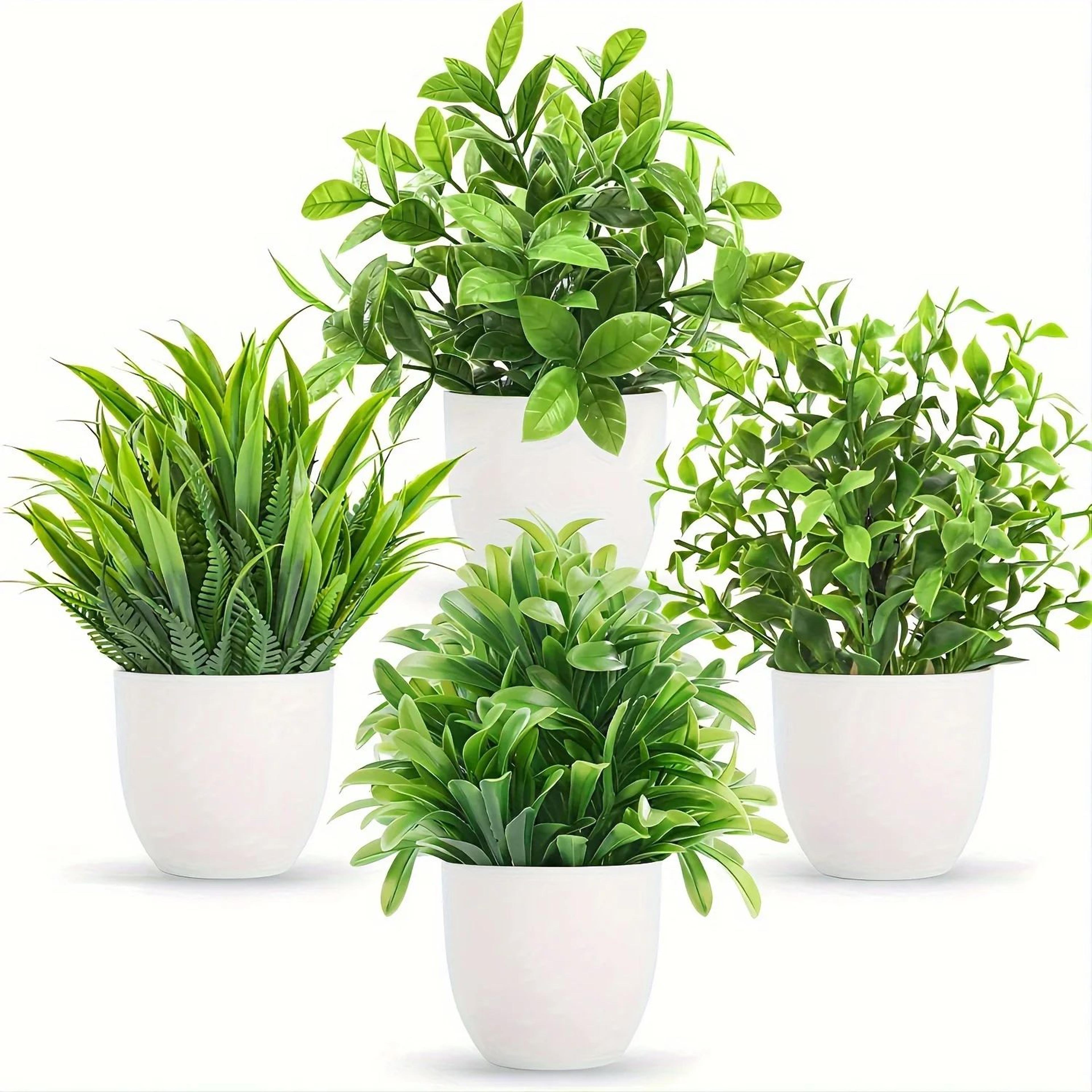4Piece Artificial Potted Plants Set  Mini Faux Indoor Greenery Decor For Home  Office 1