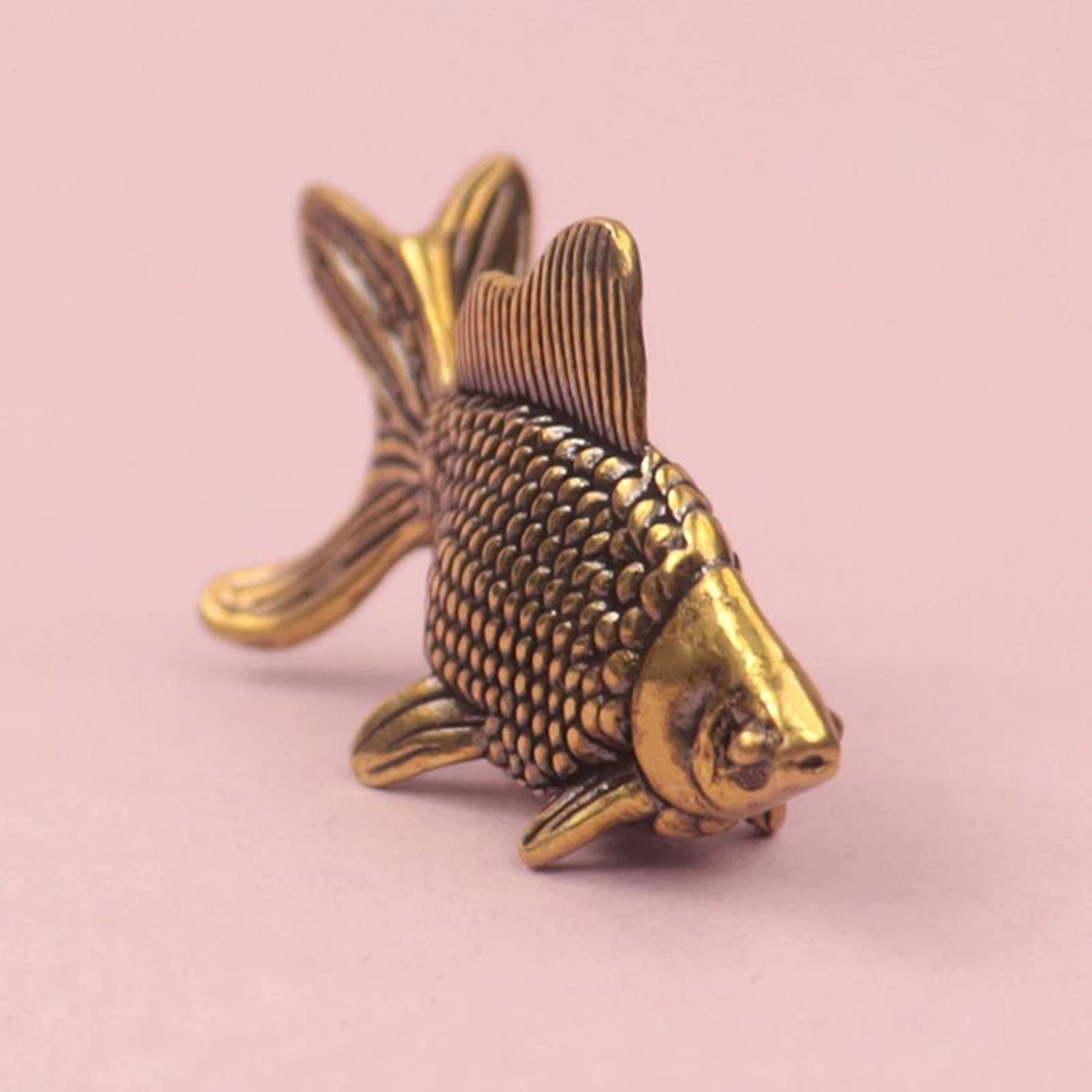 retro brass goldfish figurine lucky fish desk decor tea pet ornament