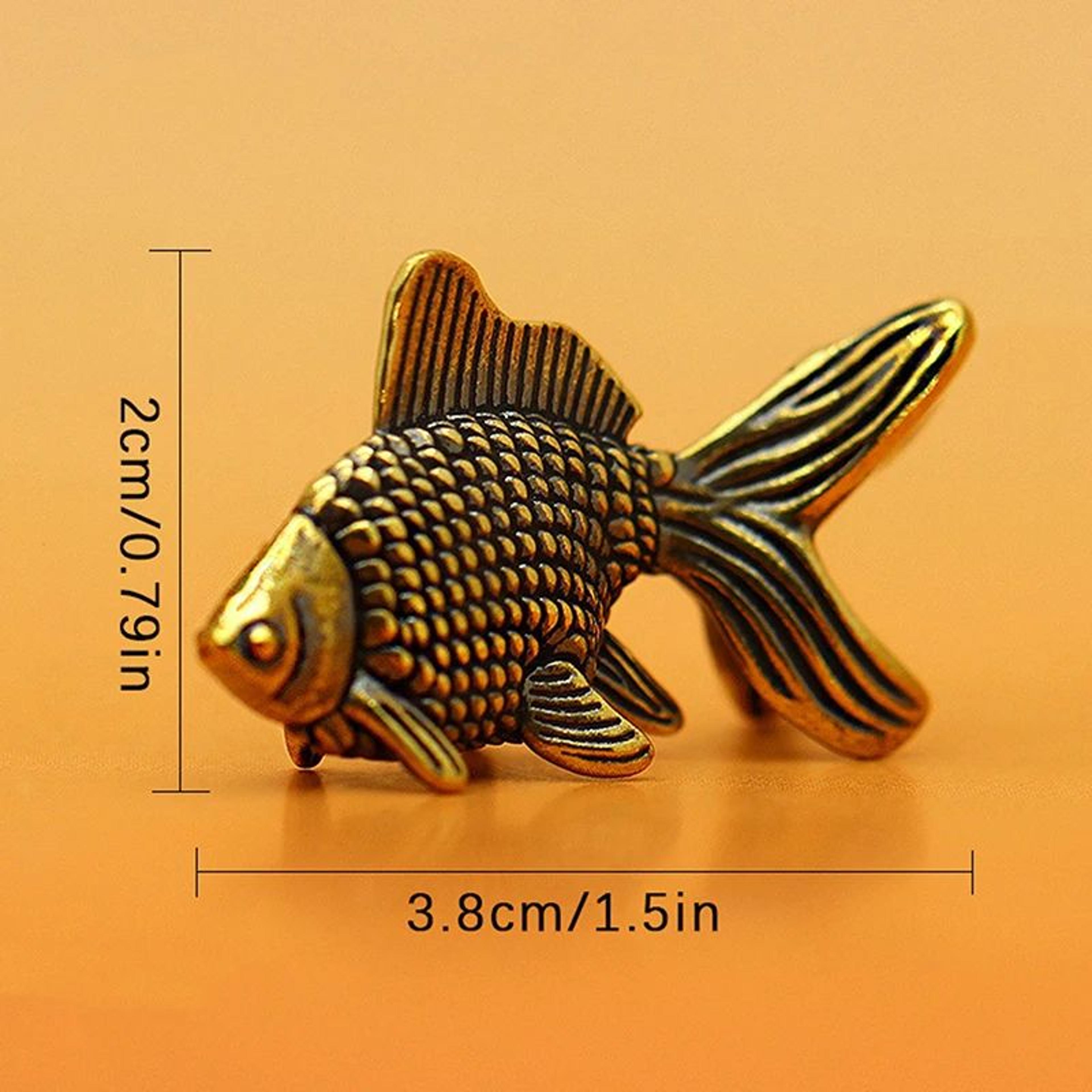 Retro Brass Goldfish Figurine Lucky Fish Desk Decor Tea Pet Ornament 5