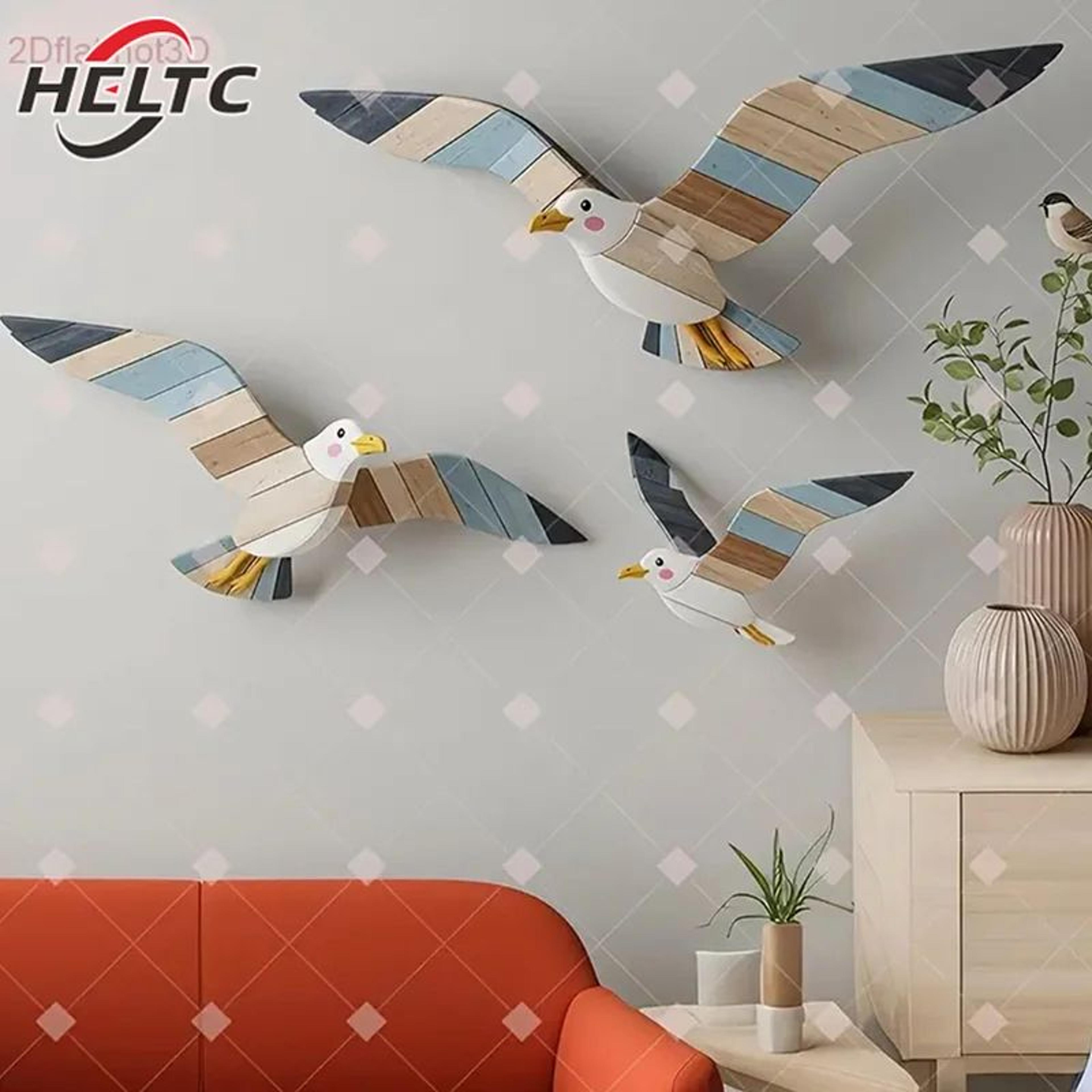 Coastal Wooden Seagull Wall Decor Set  Rustic Nautical Wall Art For BeachInspired Spaces 4