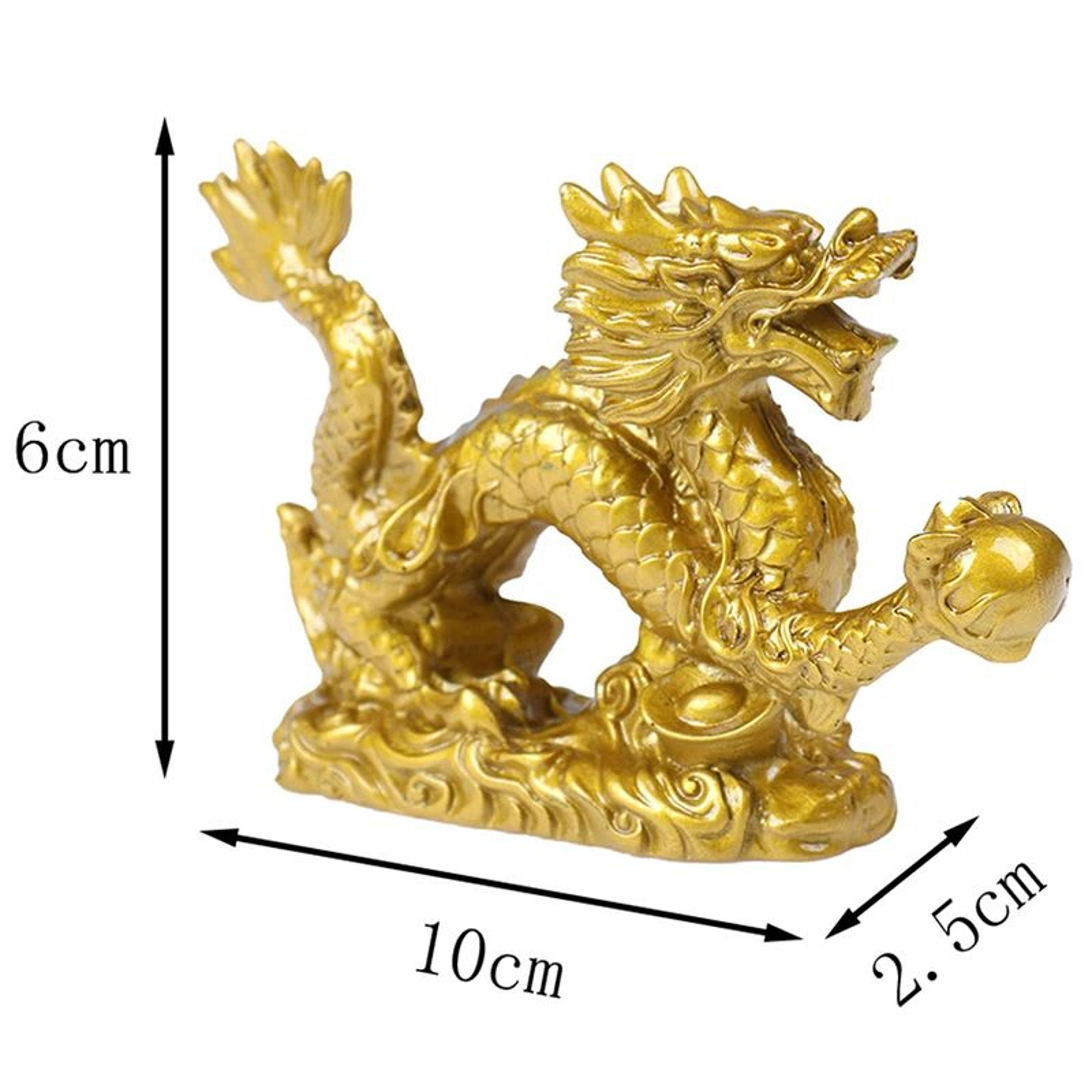 Lucky Prosperity Golden Dragon Statue For Home  Office Decor 4