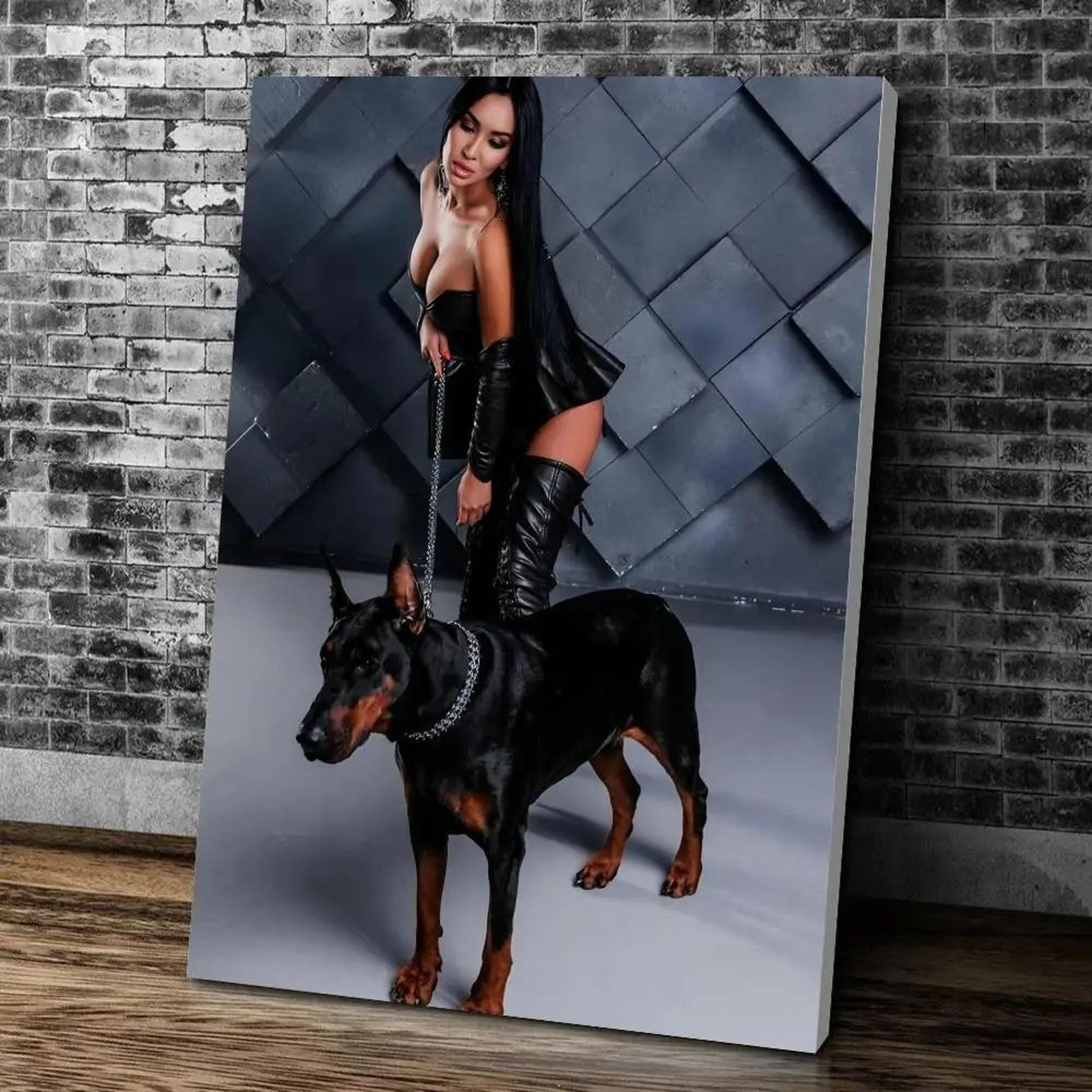 Black  White Doberman Wall Art Fashion Dog Canvas Print For Modern Living Room Decor 9