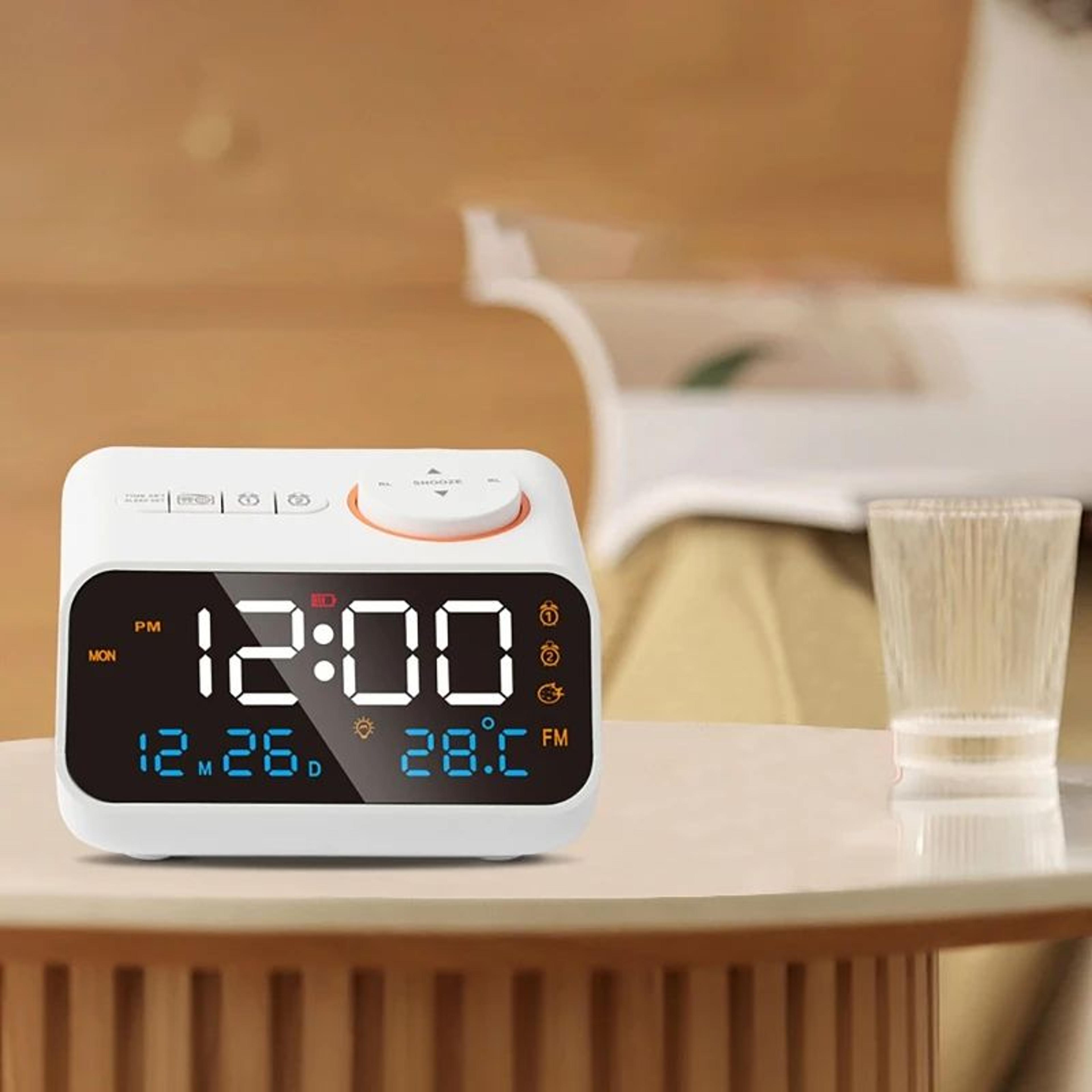 Mirror LED Digital Alarm Clock For Bedroom With FM Radio And USB Power 3