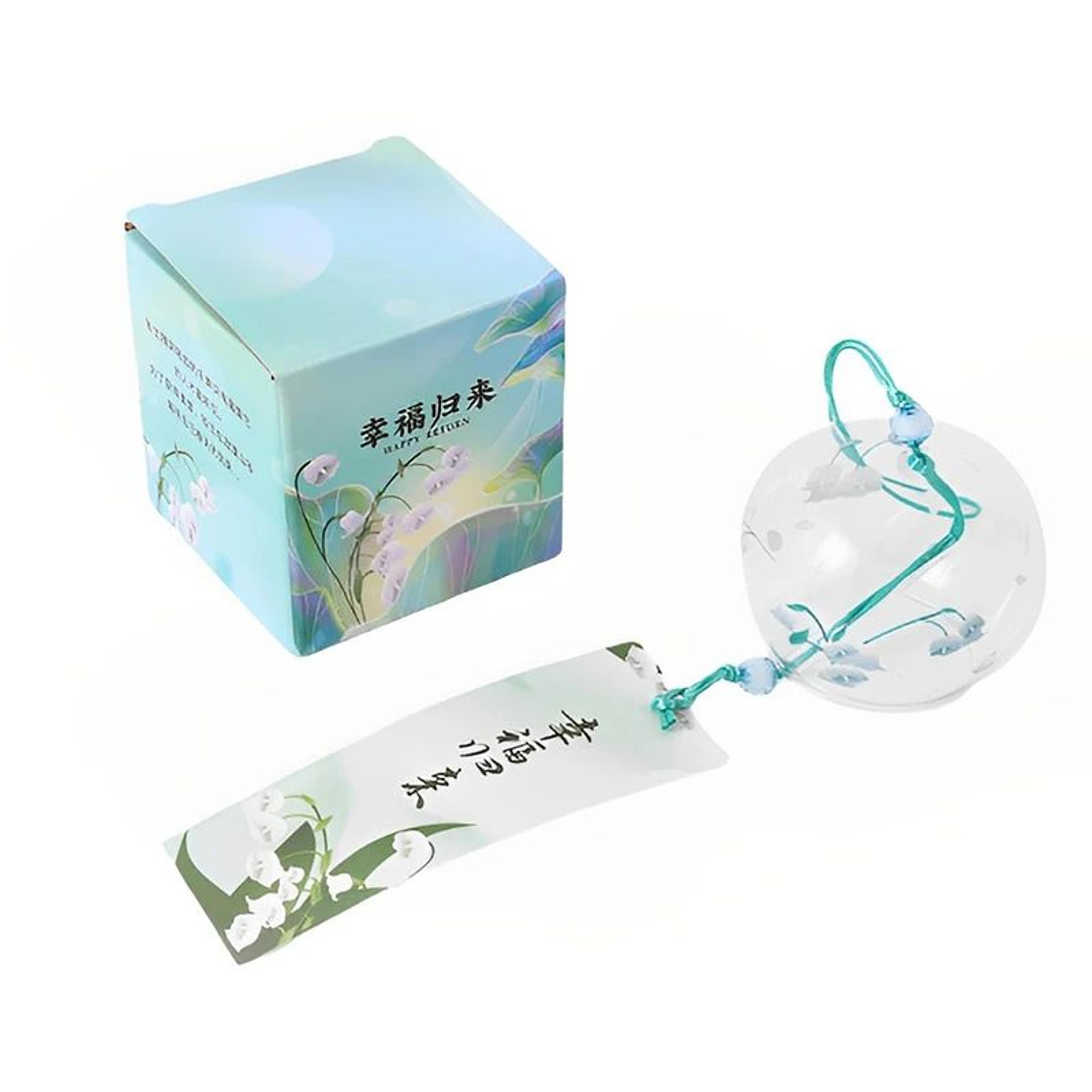 Sakura Serenity Japanese Wind Chime  Handmade Glass Furin Bell For Calm Outdoor Decor 4