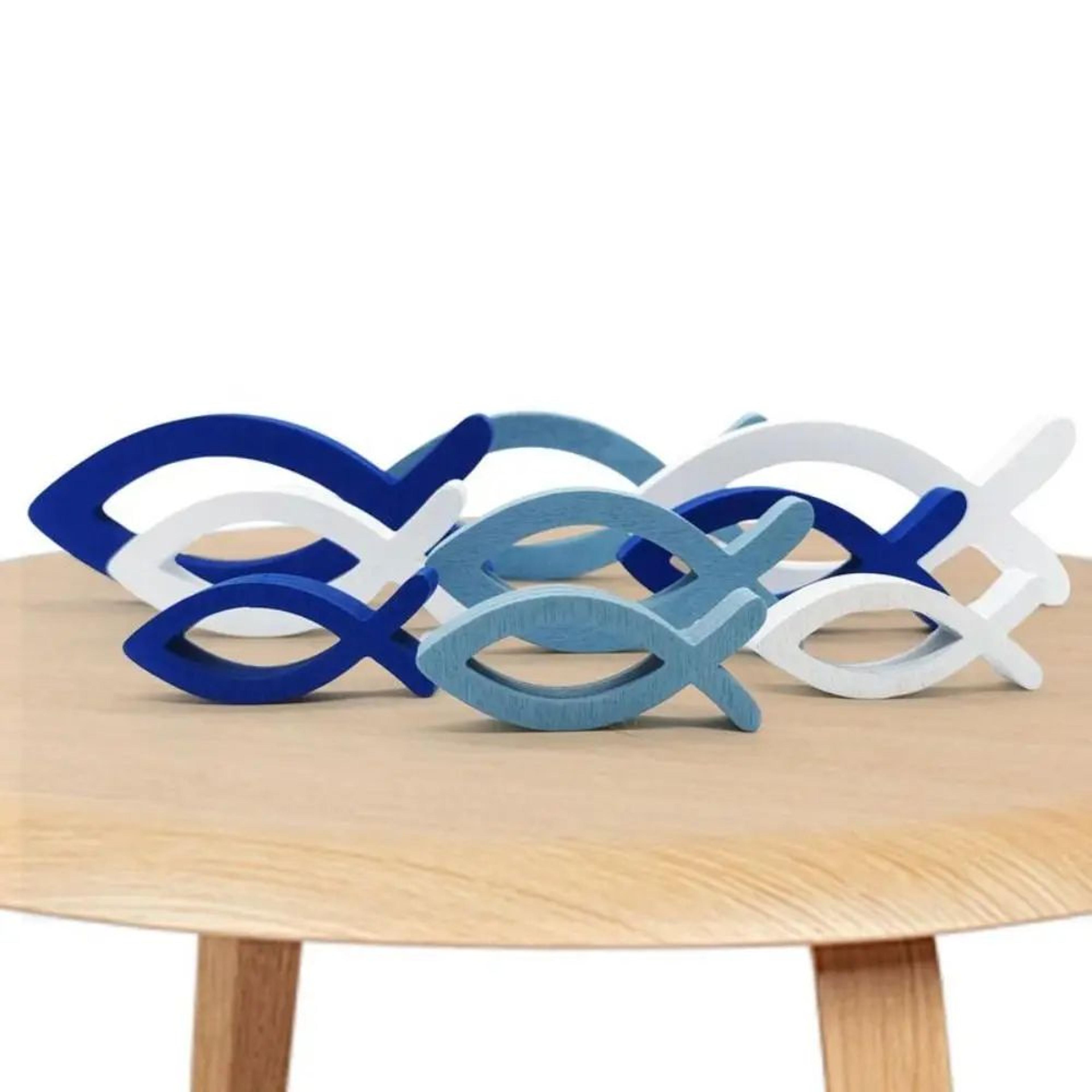 9-piece wooden fish wall decor set for coastal wall decor and nautical wall art