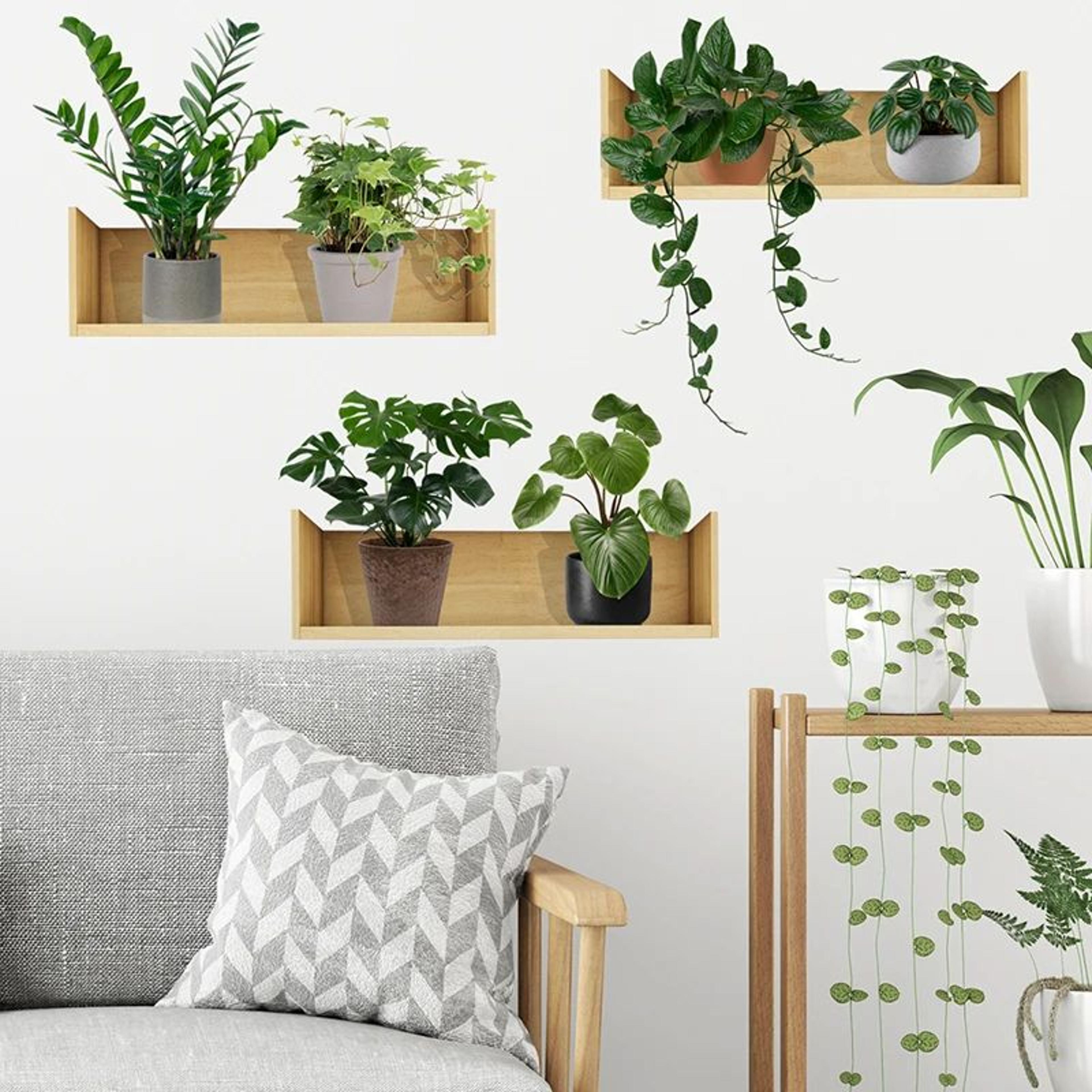 3Piece Potted Plant Wall Decal Set  3D Botanical Peel And Stick Wall Decor 2