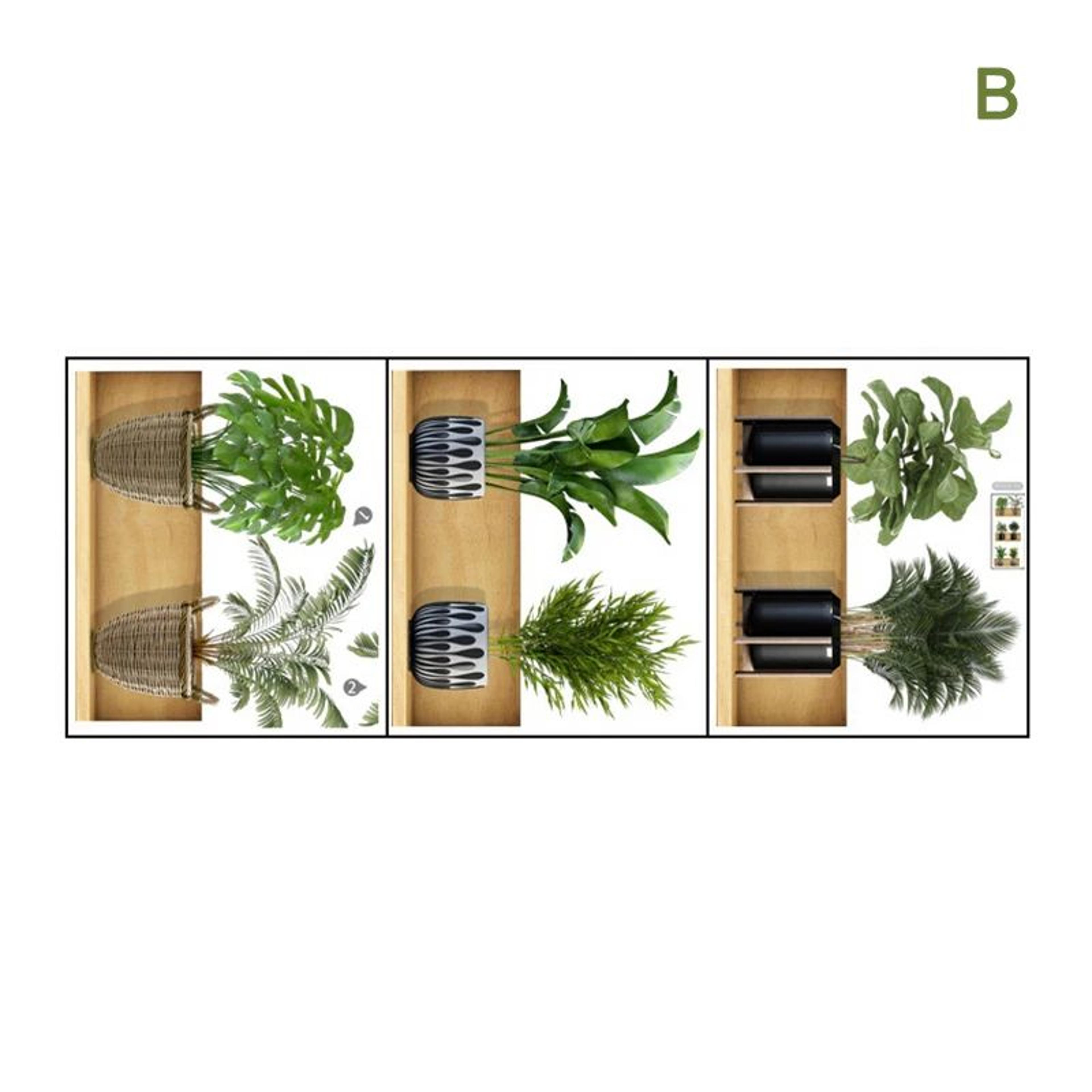 3Piece Potted Plant Wall Decal Set  3D Botanical Peel And Stick Wall Decor 7