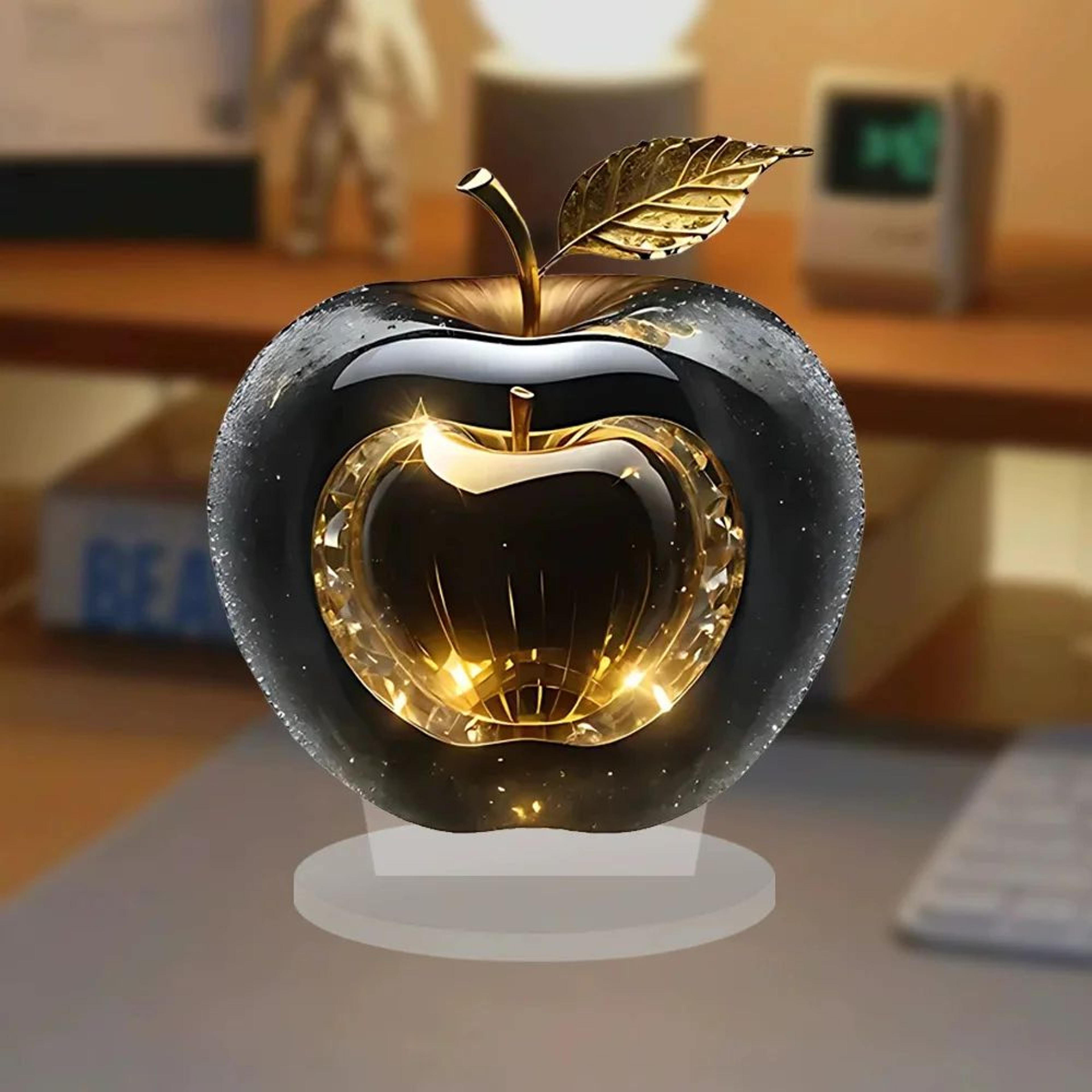 Crystal Apple Figurine Paperweight  Elegant Apple Paperweight Glass Apple Decor For Desk And Home 17
