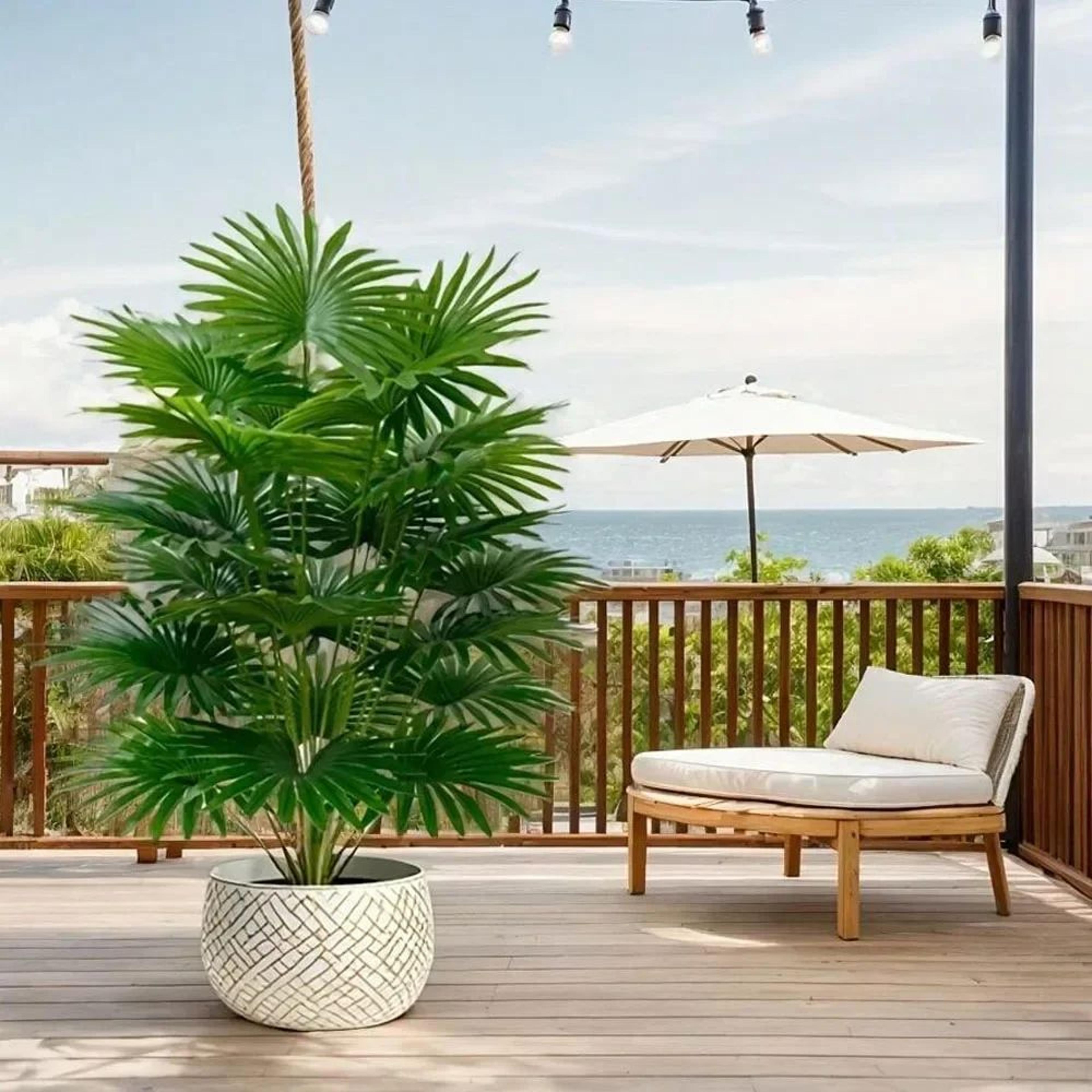 Large Artificial Palm Tree  Realistic Fan Leaf Decorative Indoor Plant For Home  Office 2
