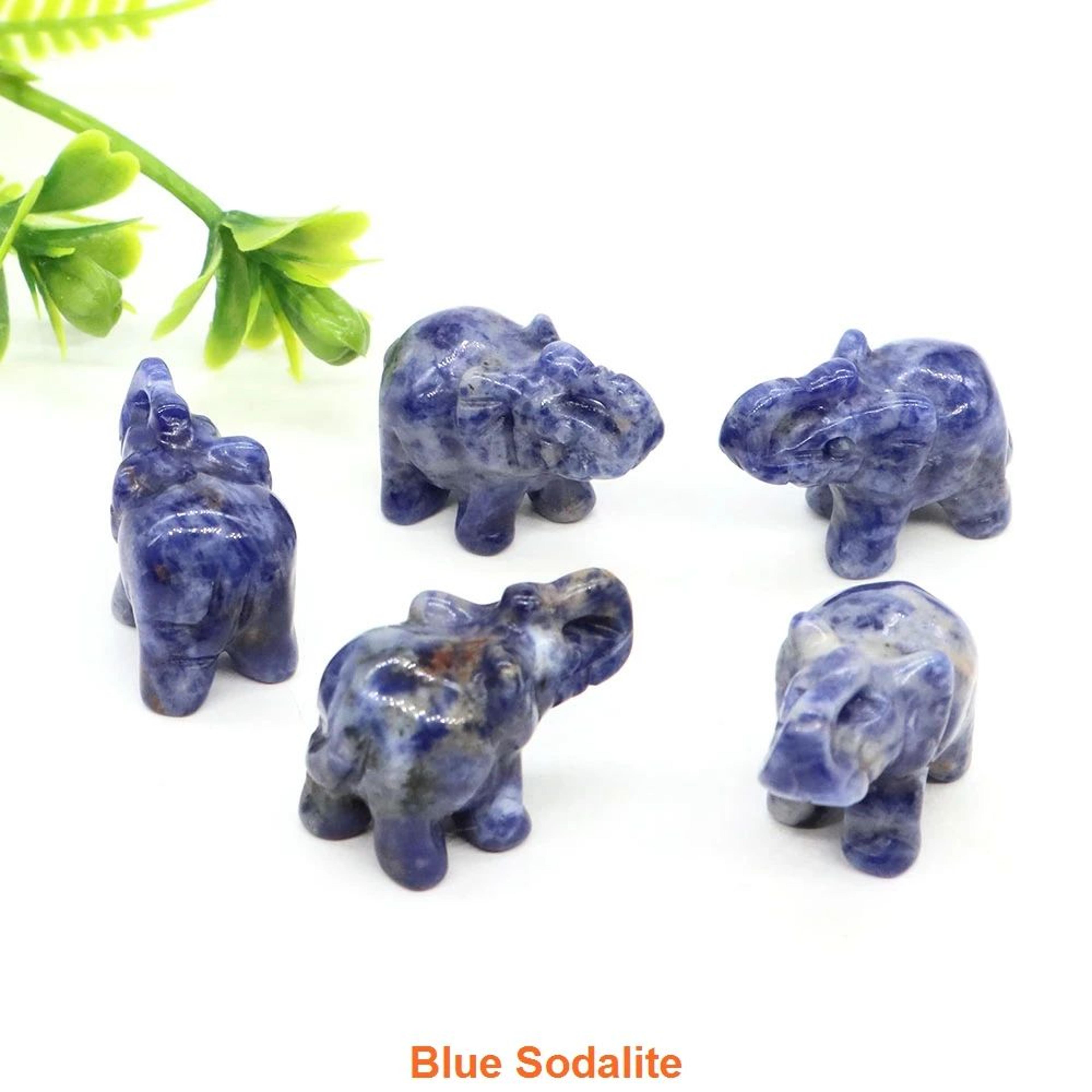Lucky Amethyst Crystal Elephant Figurine Mini HandCarved Healing Stone Decor 2