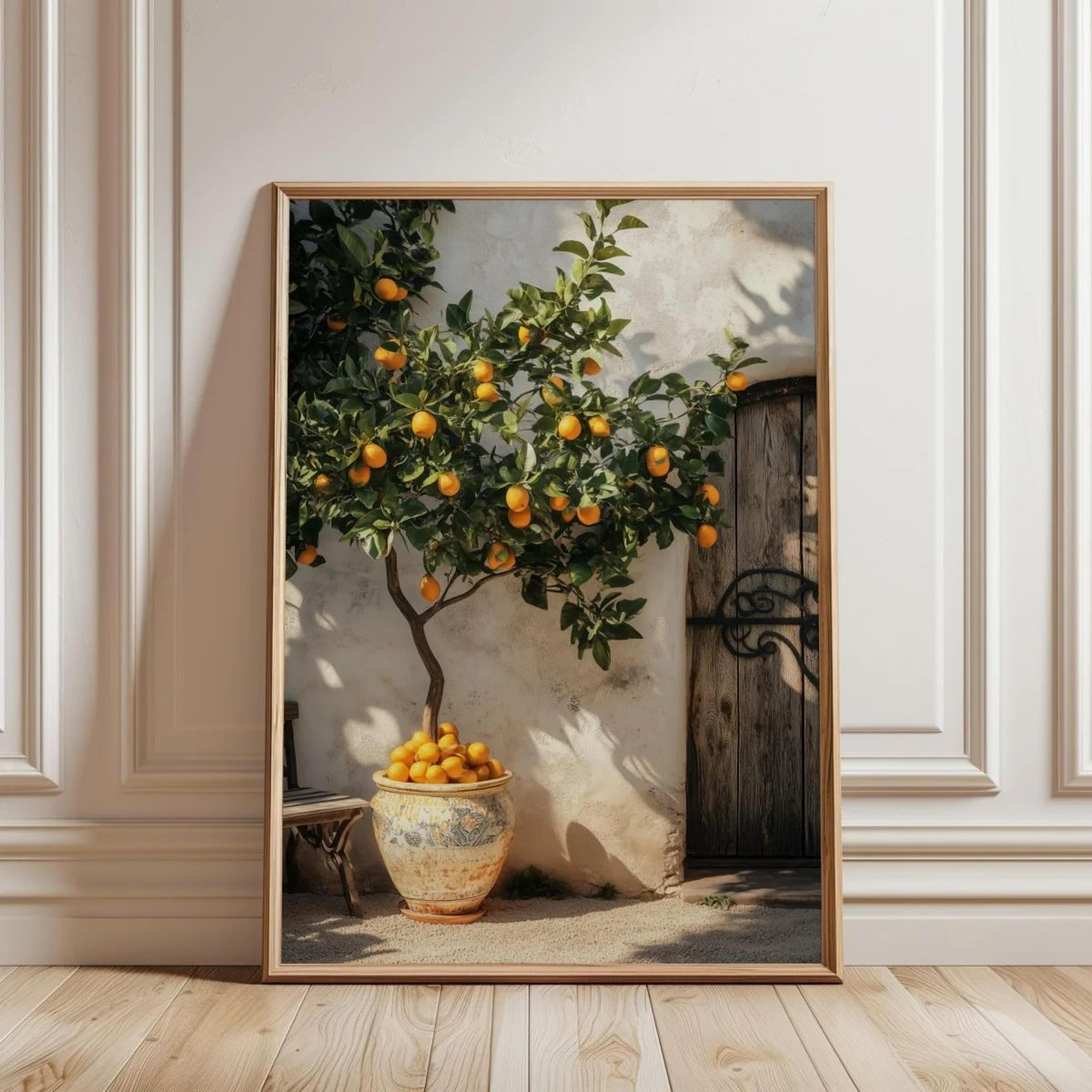 Italian Lemon Grove Canvas Art  Cottagecore Lemon Wall Art  Italian Landscape Print Set 11
