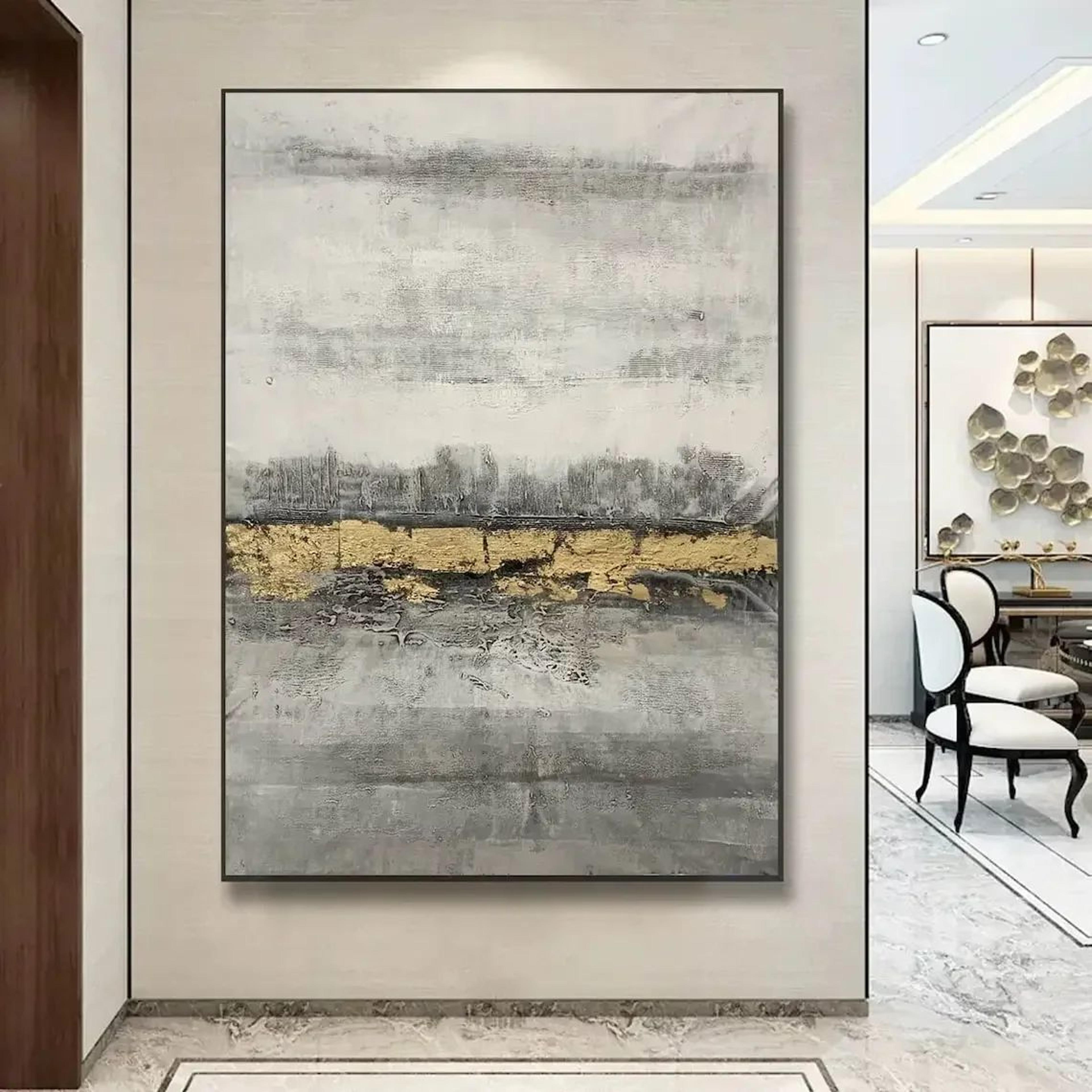 Luxe Horizon Abstract Gold Wall Art Handmade Textured Canvas For Modern Living Rooms 6