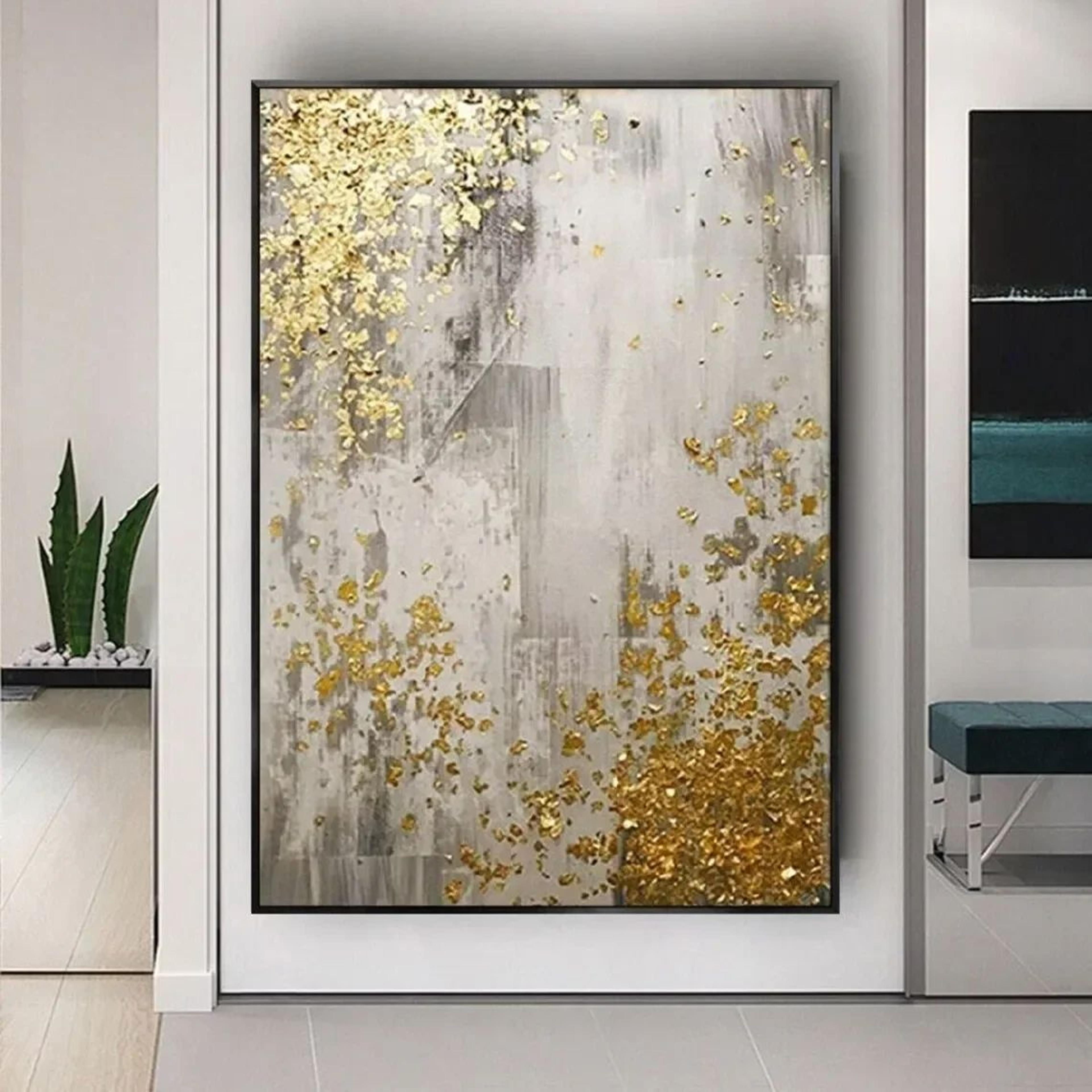 Luxe Horizon Abstract Gold Wall Art Handmade Textured Canvas For Modern Living Rooms 11