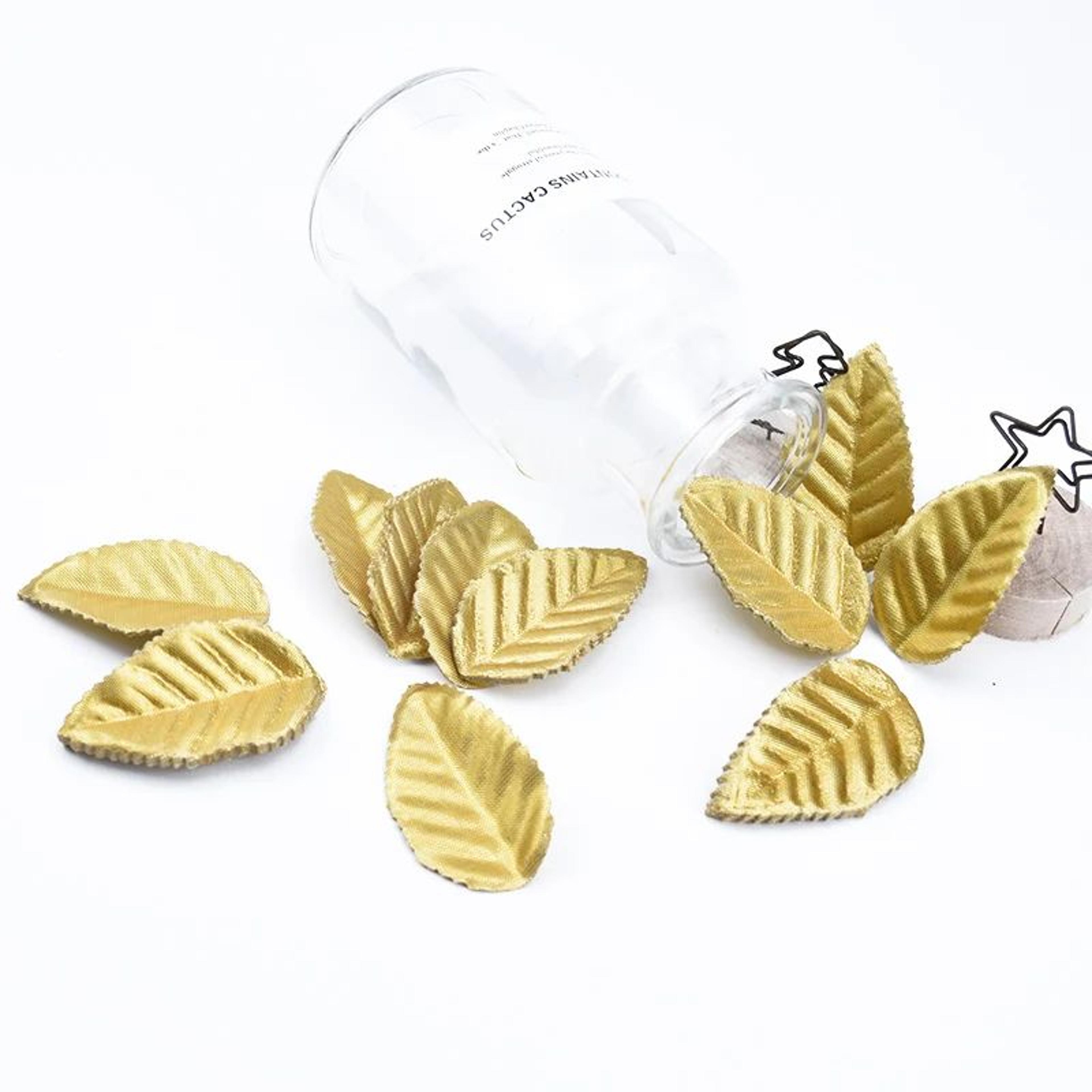Golden Silk Leaf Decorations  100pcs Gold Leaf Decorations For Crafts Weddings  Holiday Styling 2