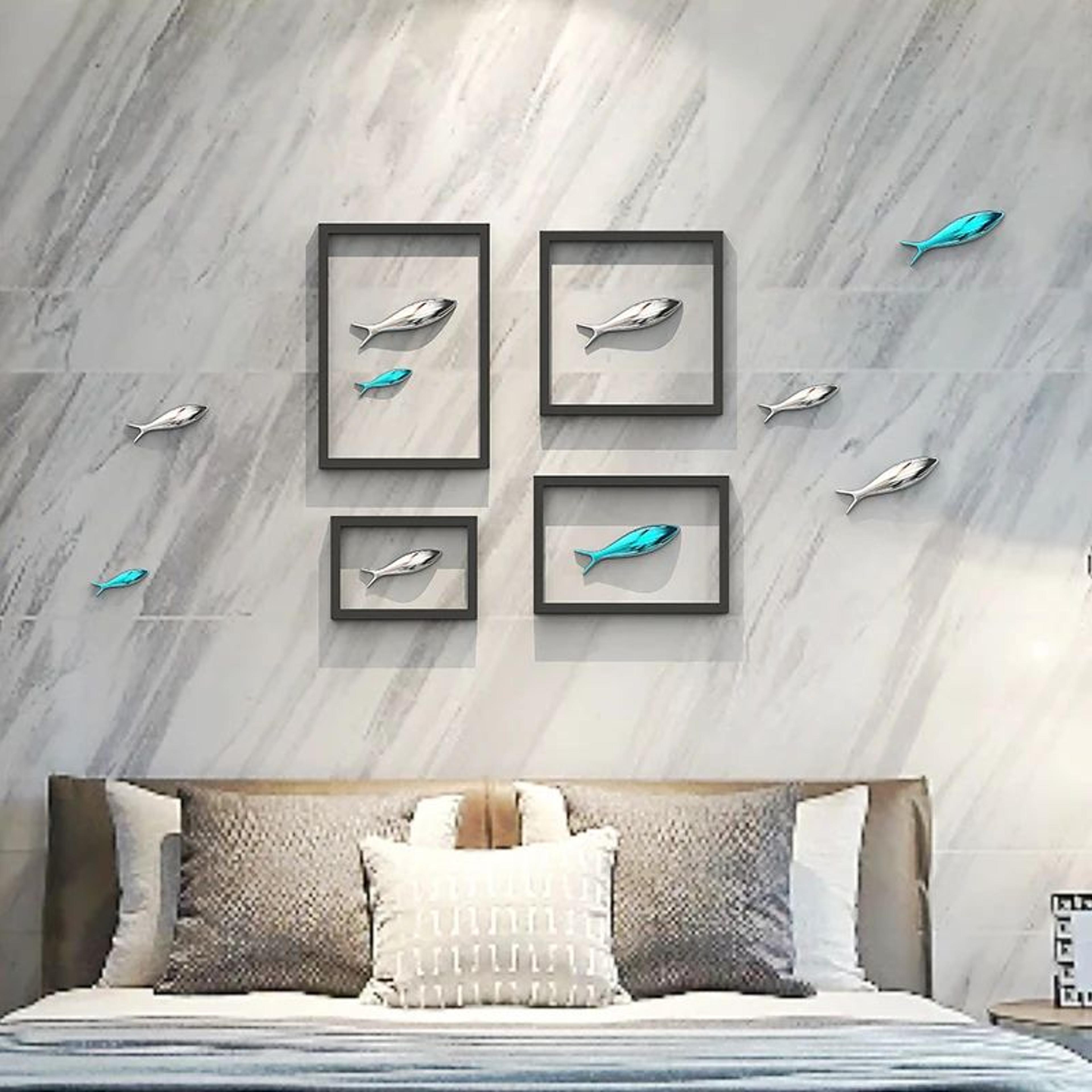 3D Electroplated Fish Wall Decor Set  Modern Metallic Art For Living Room  Restaurant Walls 2